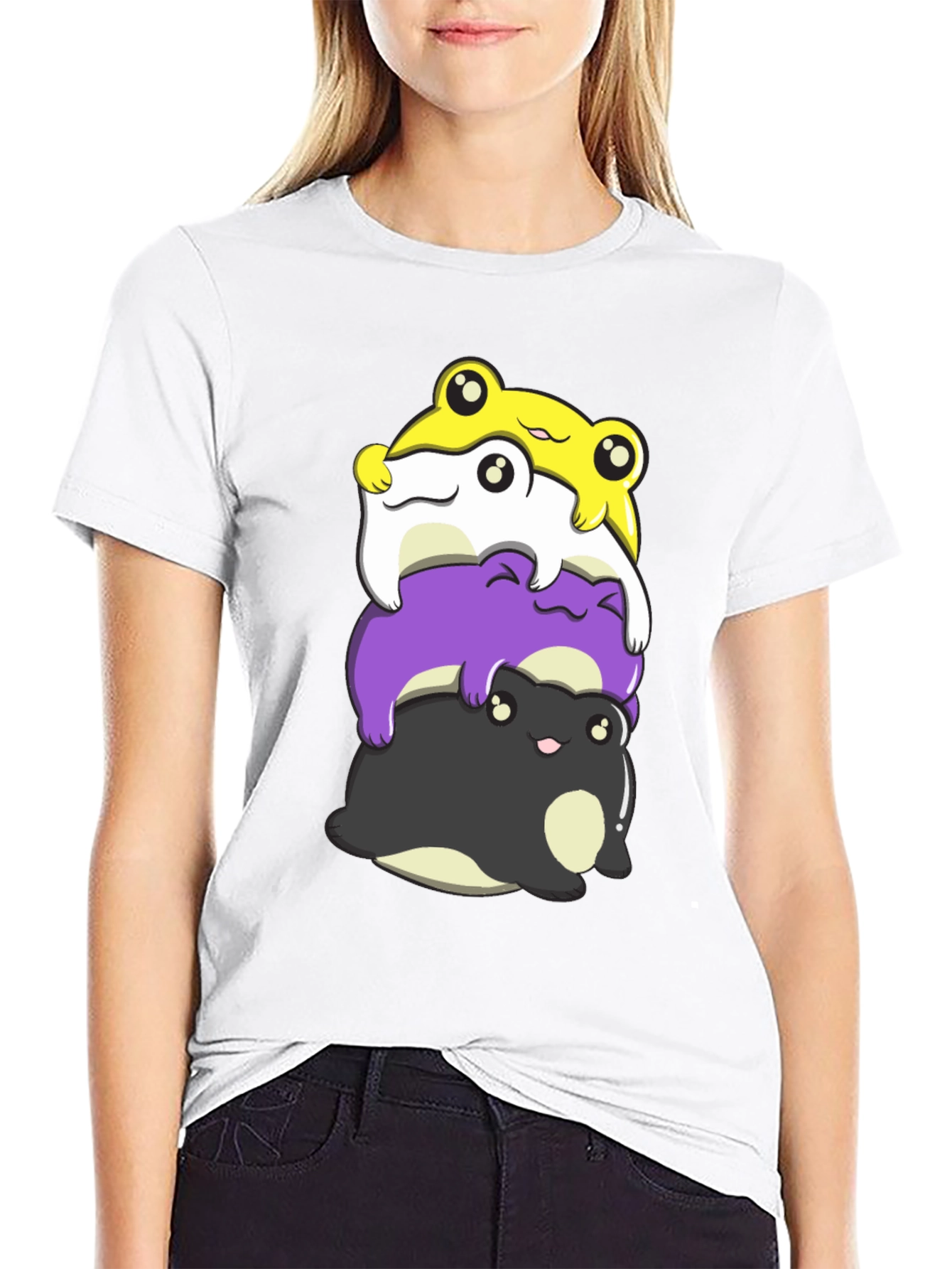 Stacked Frog Nonbinary Pride T-Shirt