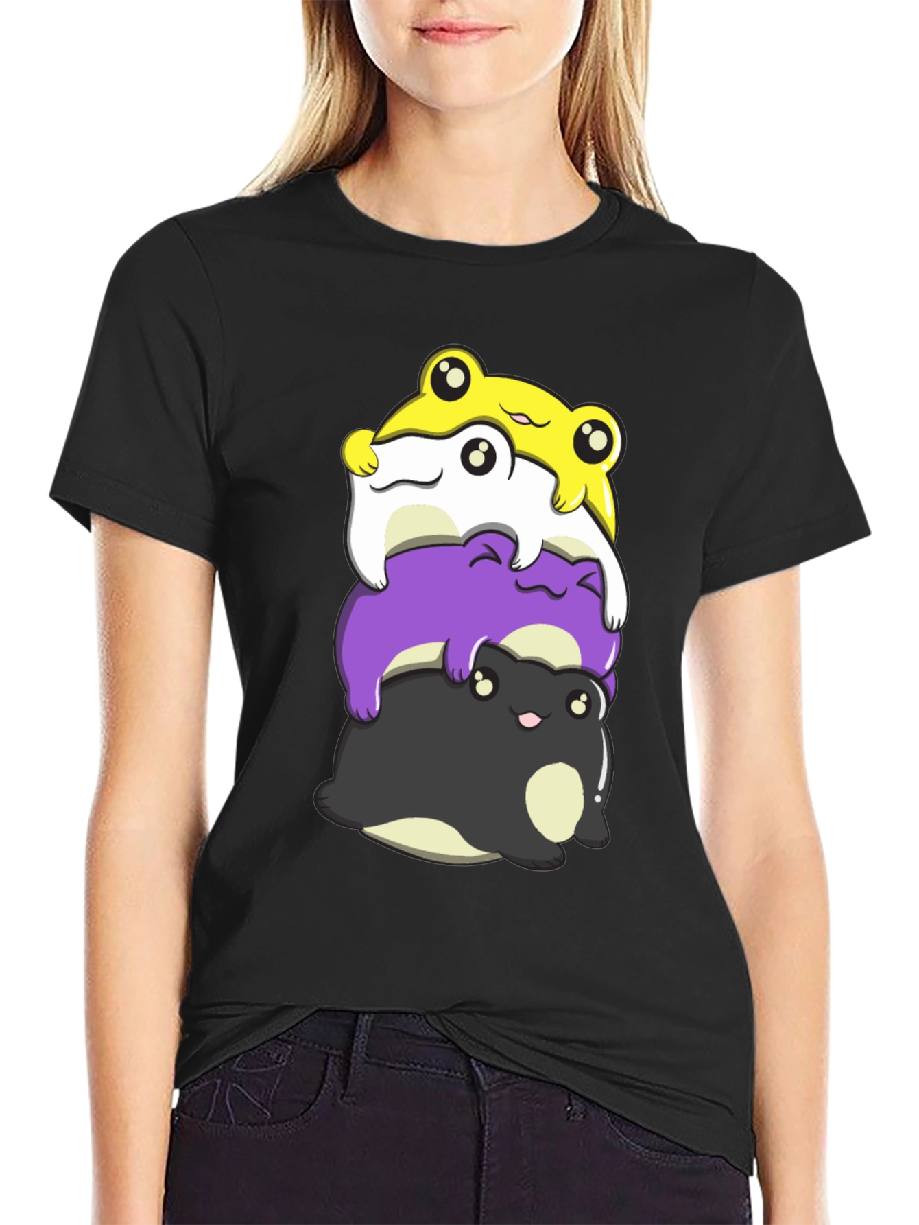 Stacked Frog Nonbinary Pride T-Shirt
