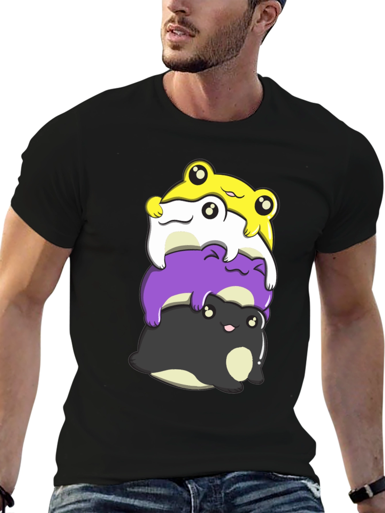 Stacked Frog Nonbinary Pride T-Shirt