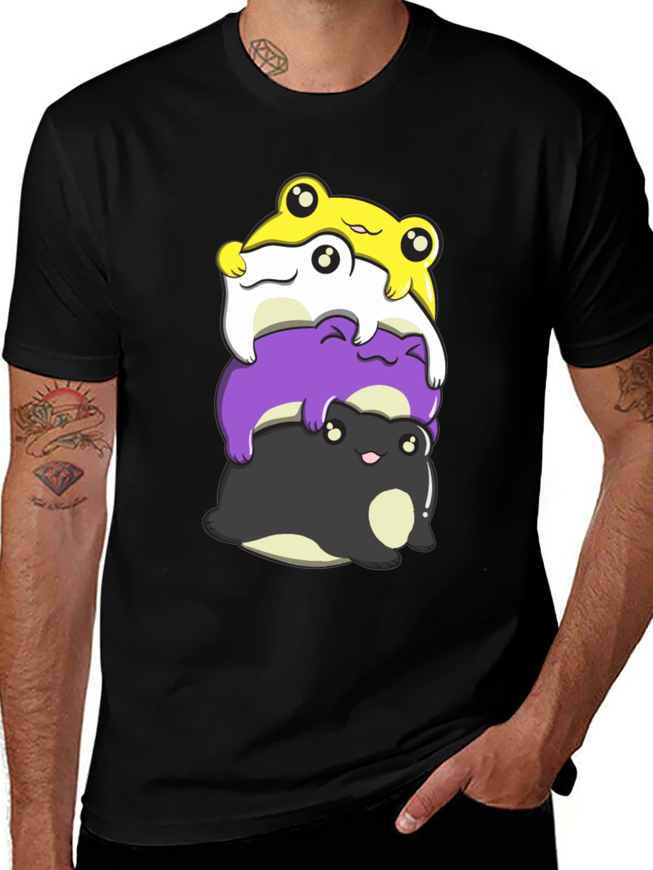 Stacked Frog Nonbinary Pride T-Shirt