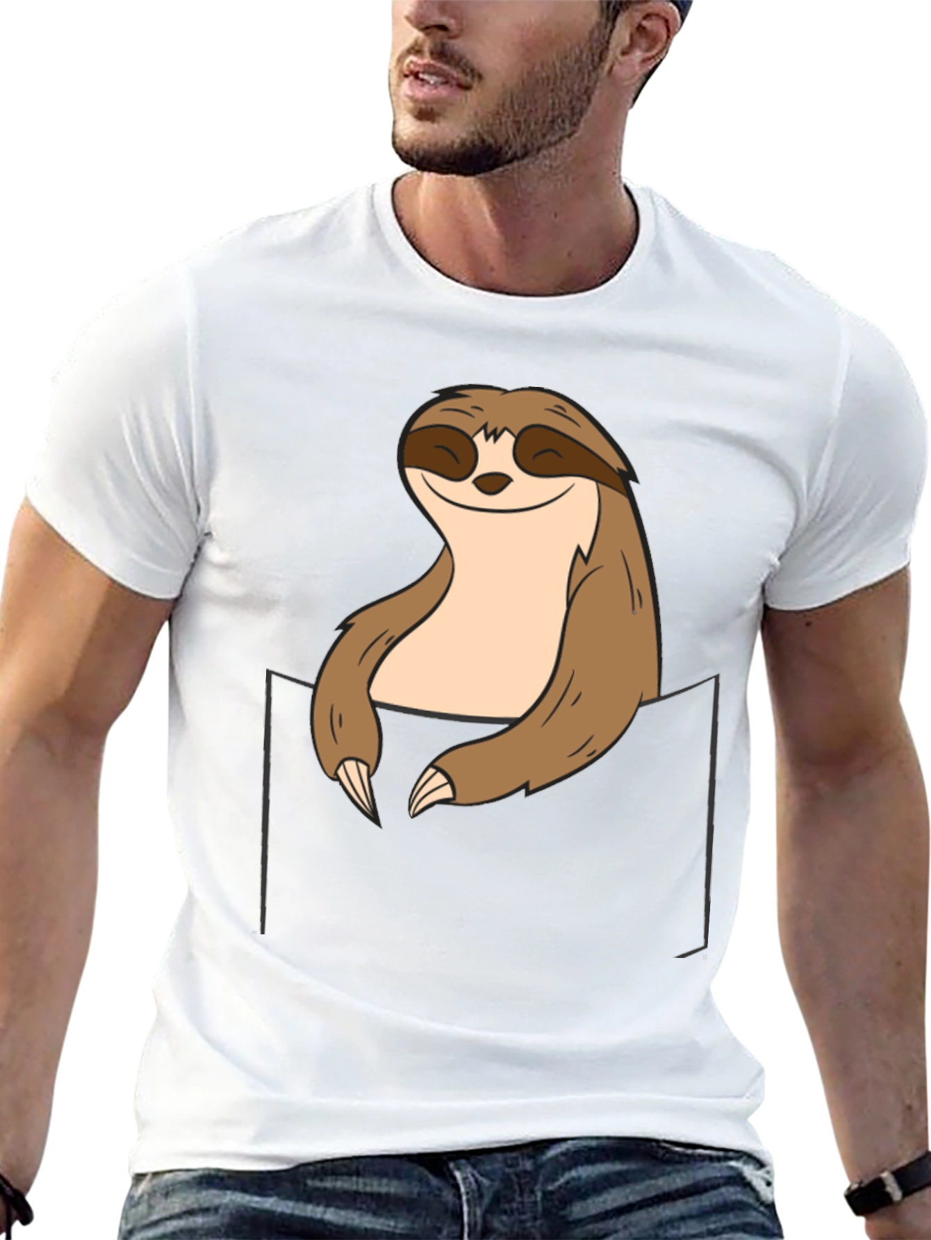 Sloth Pocket Graphic Tee - Relaxed Comfort