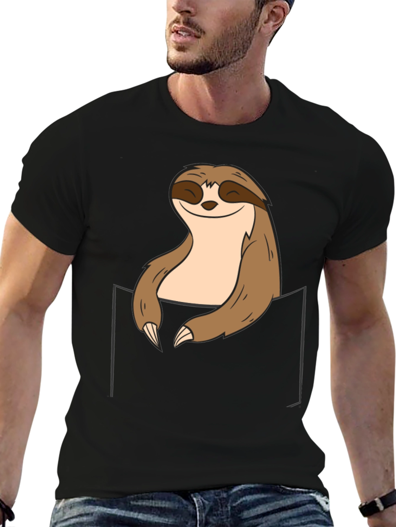 Sloth Pocket Graphic Tee - Relaxed Comfort