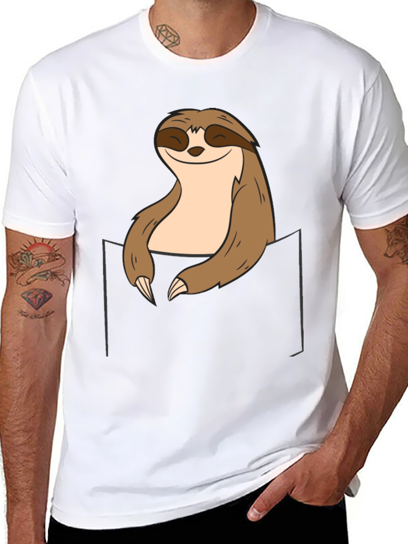 Sloth Pocket Graphic Tee - Relaxed Comfort