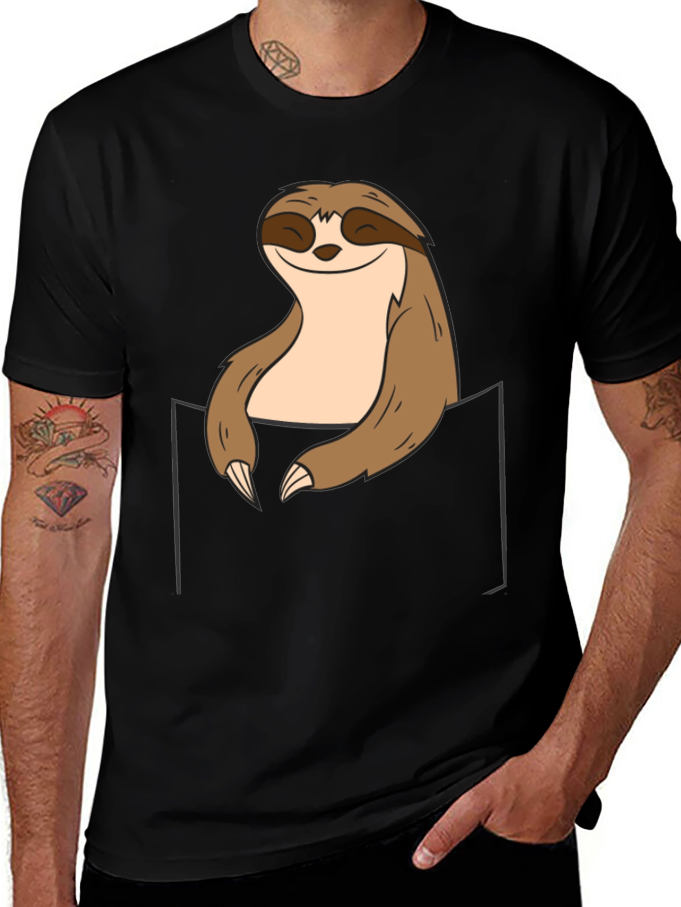Sloth Pocket Graphic Tee - Relaxed Comfort