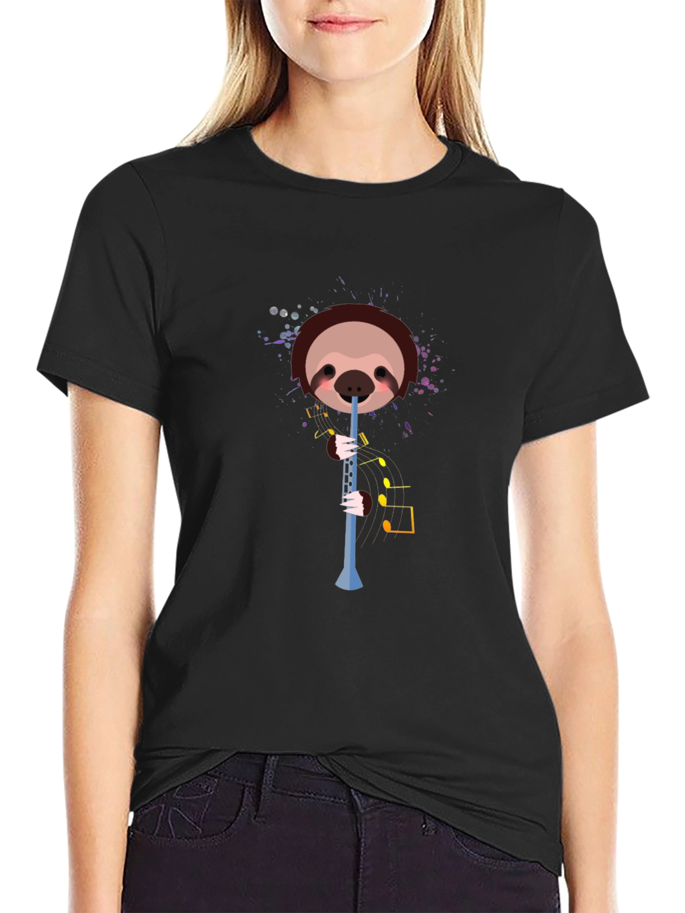 Sloth Clarinet T-Shirt - Funny Music Lover Tee