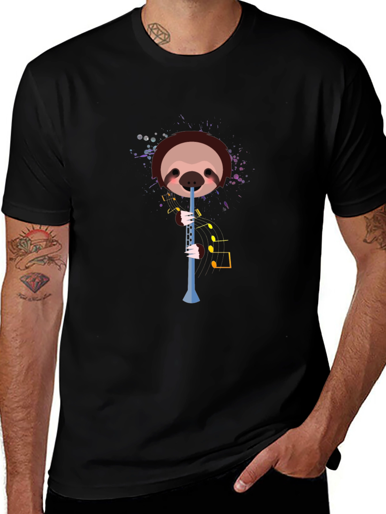 Sloth Clarinet T-Shirt - Funny Music Lover Tee