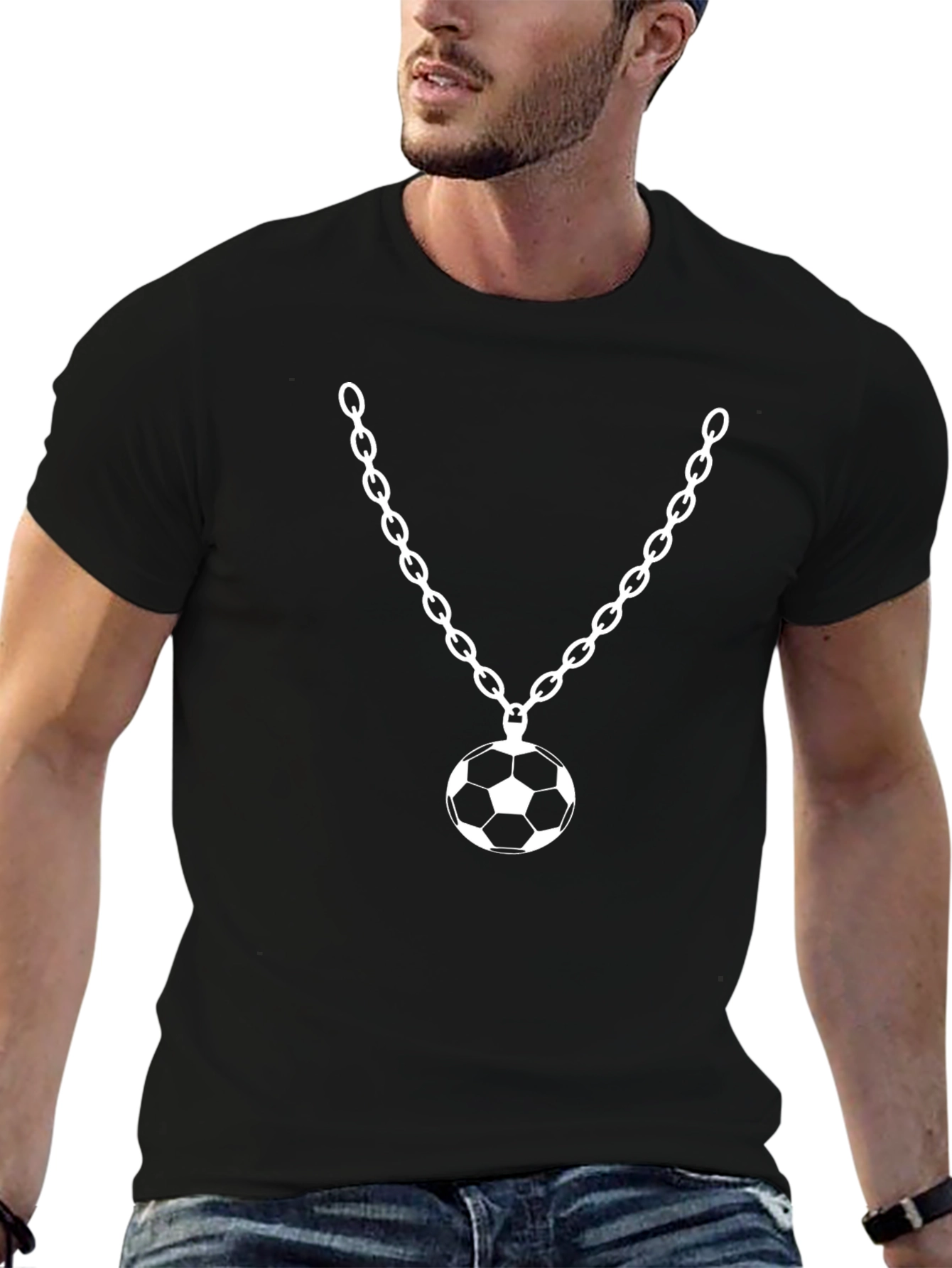 Soccer Ball Pendant T-Shirt - Black