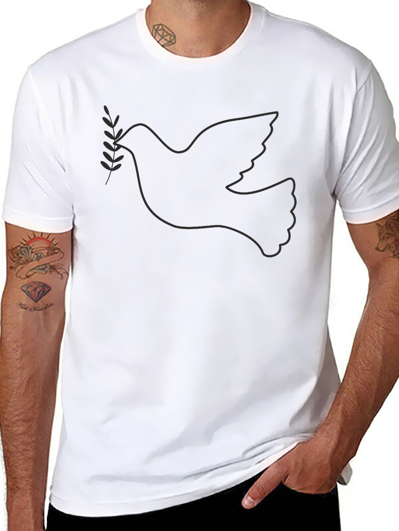 Peace Dove T-Shirt - Soft Black Cotton Graphic Tee