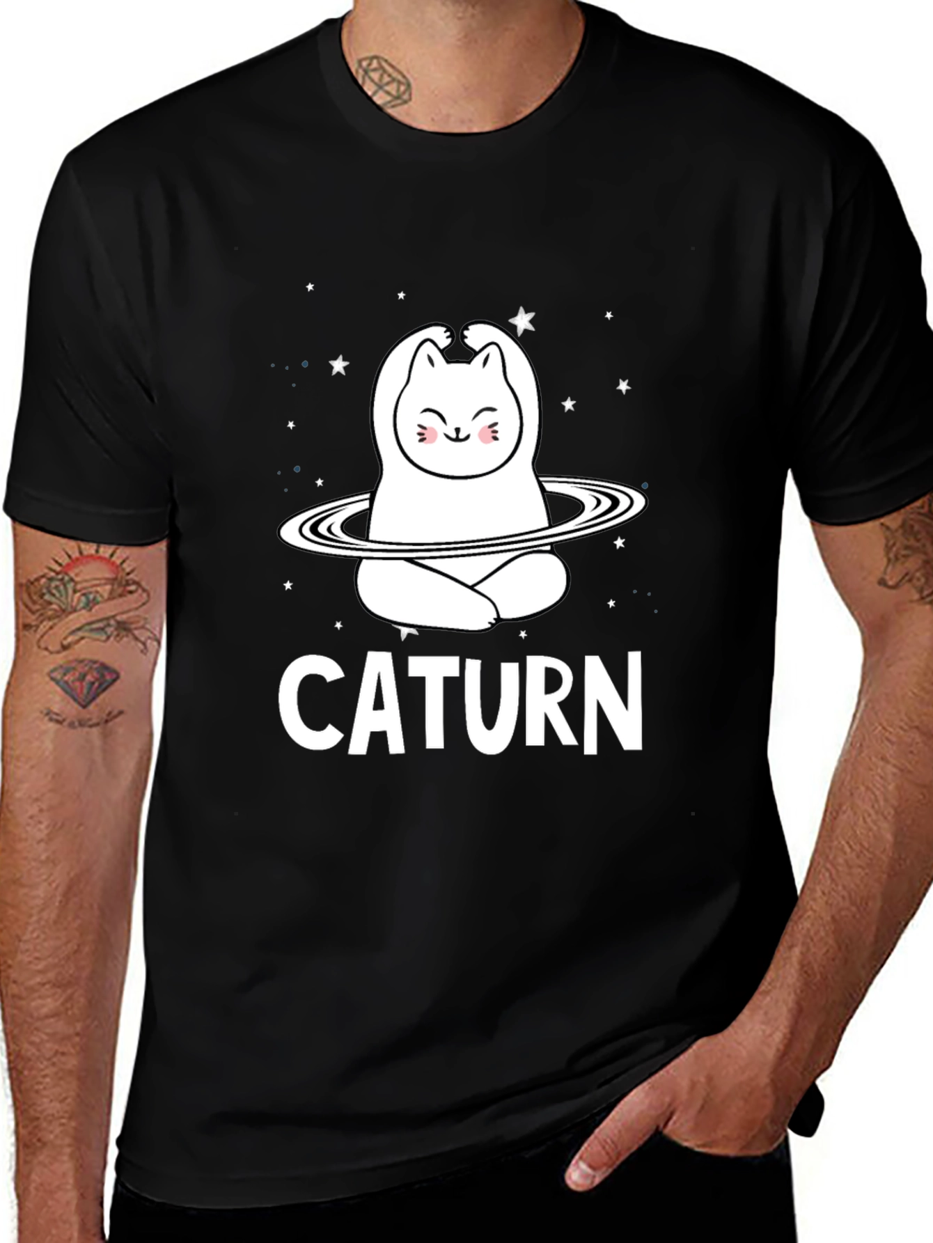 Caturm Cat Saturn T-Shirt - Space Kitty Tee