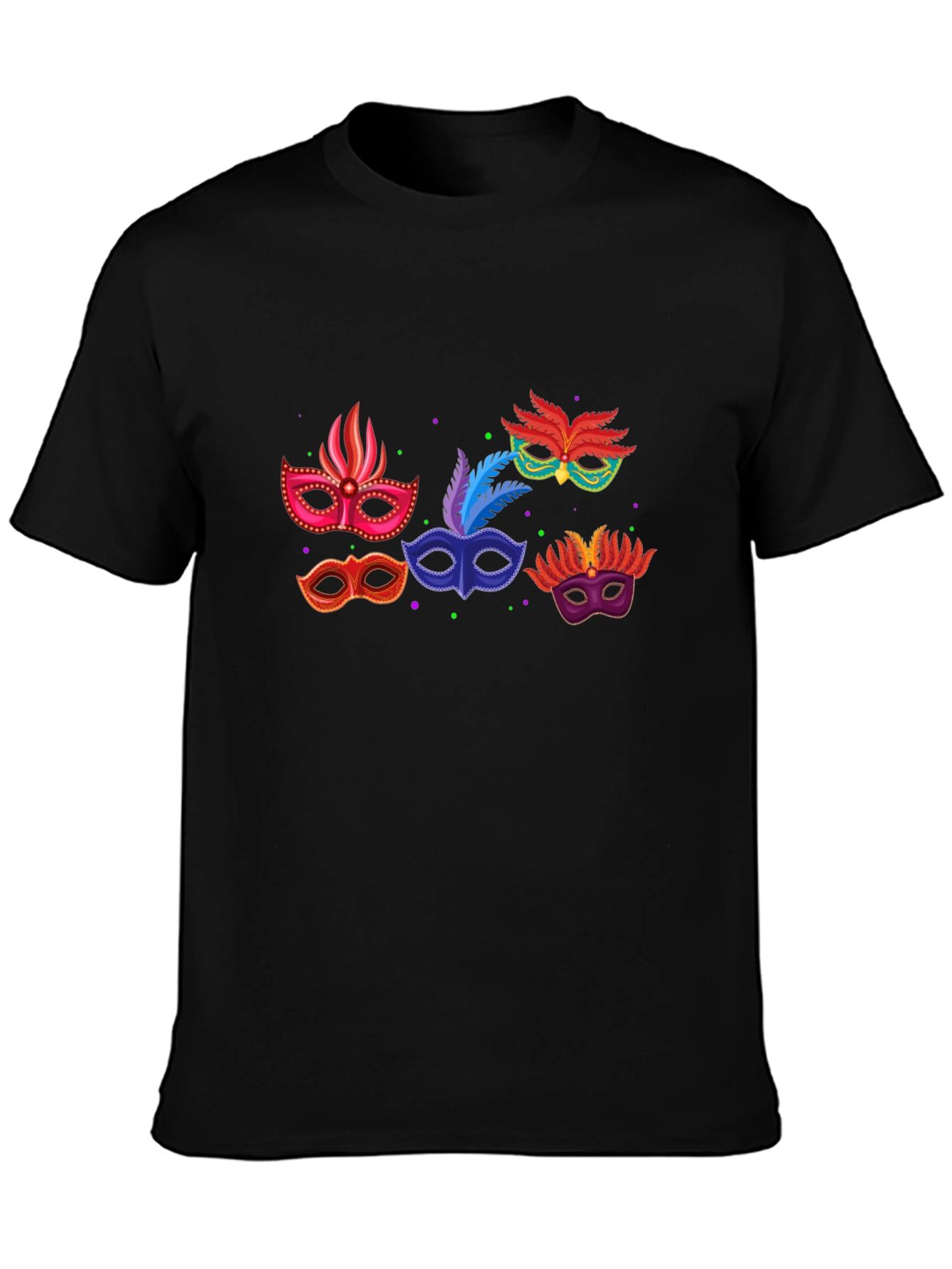 Mardi Gras Mask Graphic T-Shirt - Black