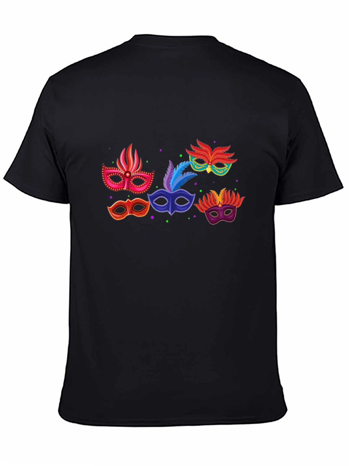 Mardi Gras Mask Graphic T-Shirt - Black