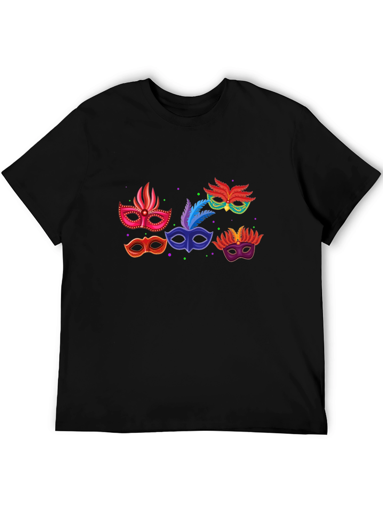 Mardi Gras Mask Graphic T-Shirt - Black