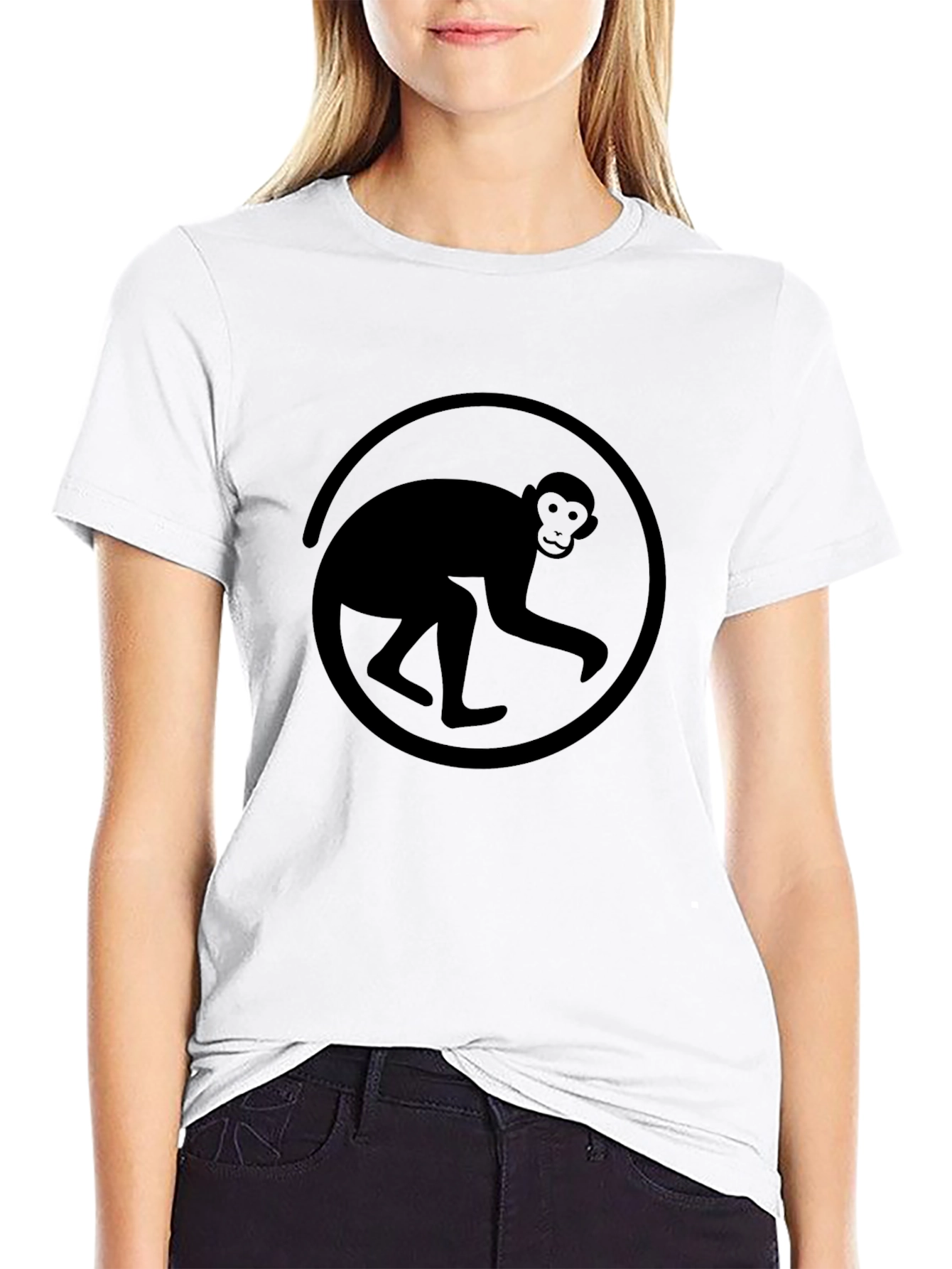 Monkey Silhouette Graphic Tee - Black