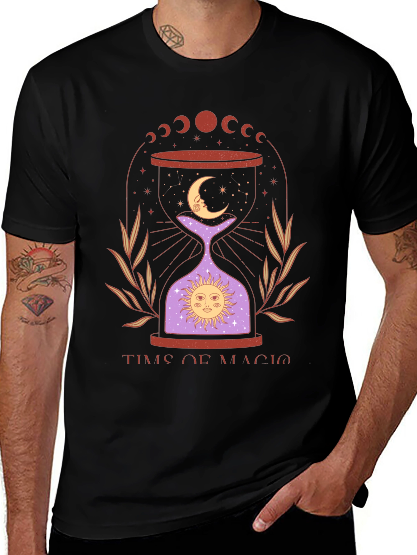 Time of Magic Graphic Tee - Mystical Hourglass Design