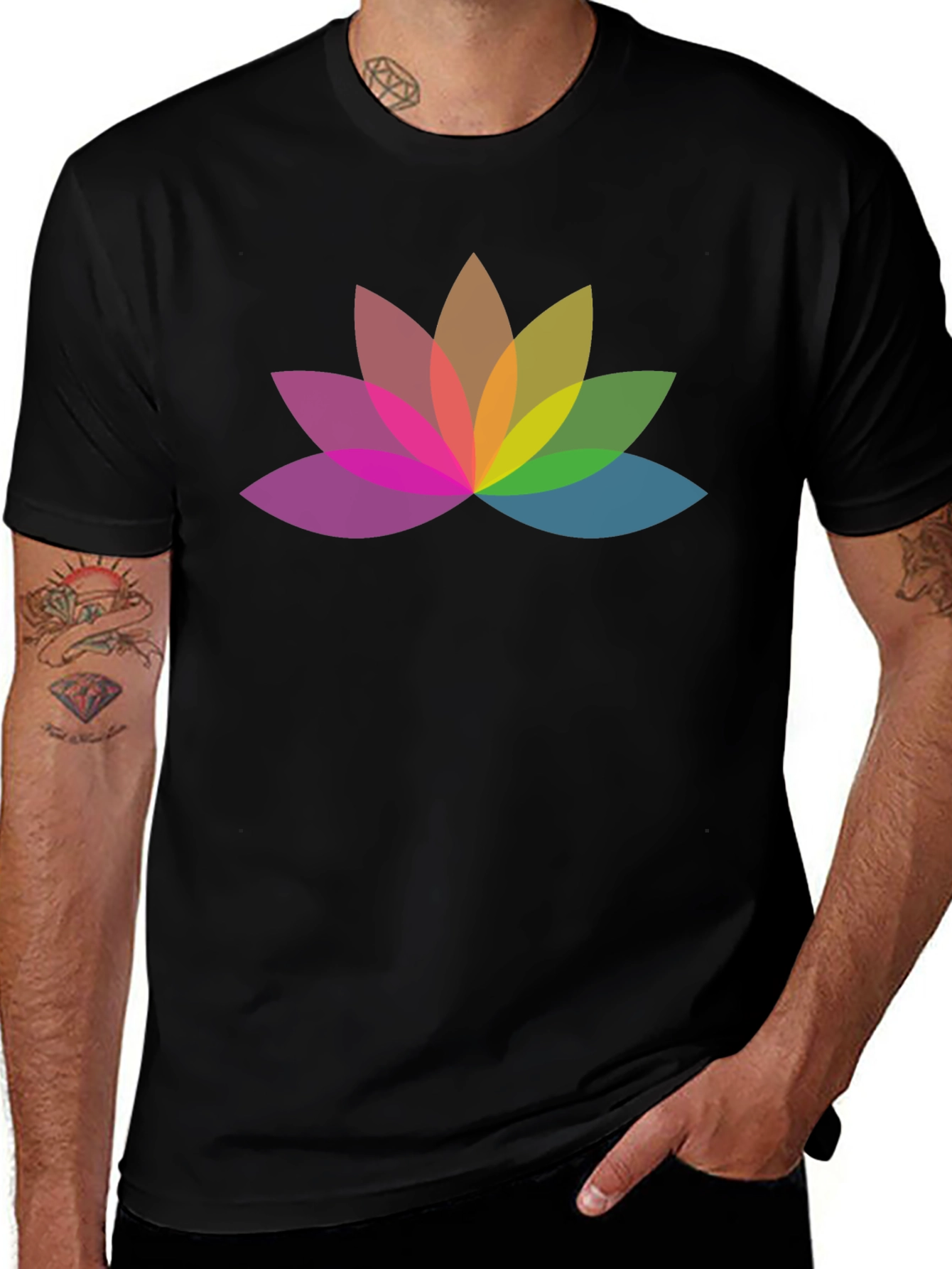 Rainbow Lotus Flower Graphic T-Shirt