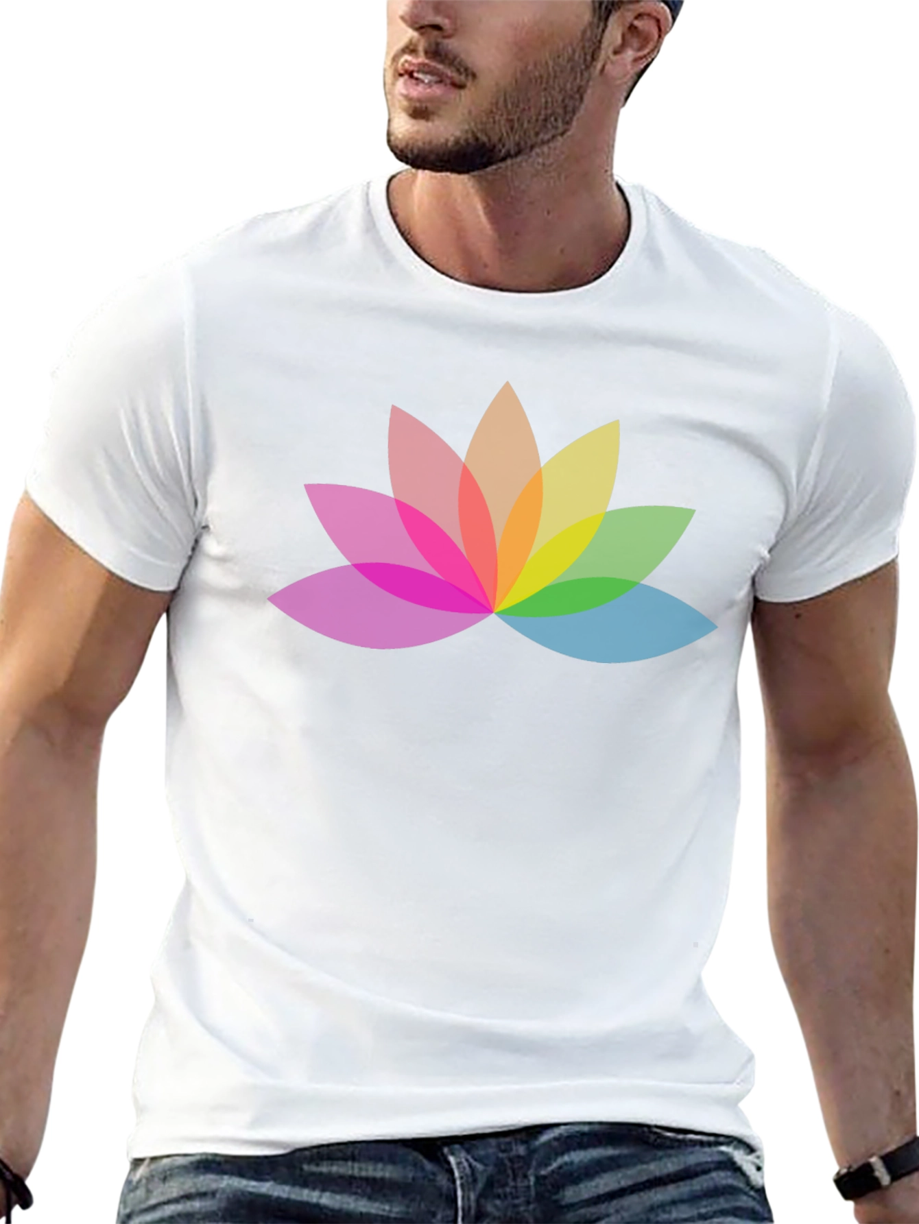 Rainbow Lotus Flower Graphic T-Shirt