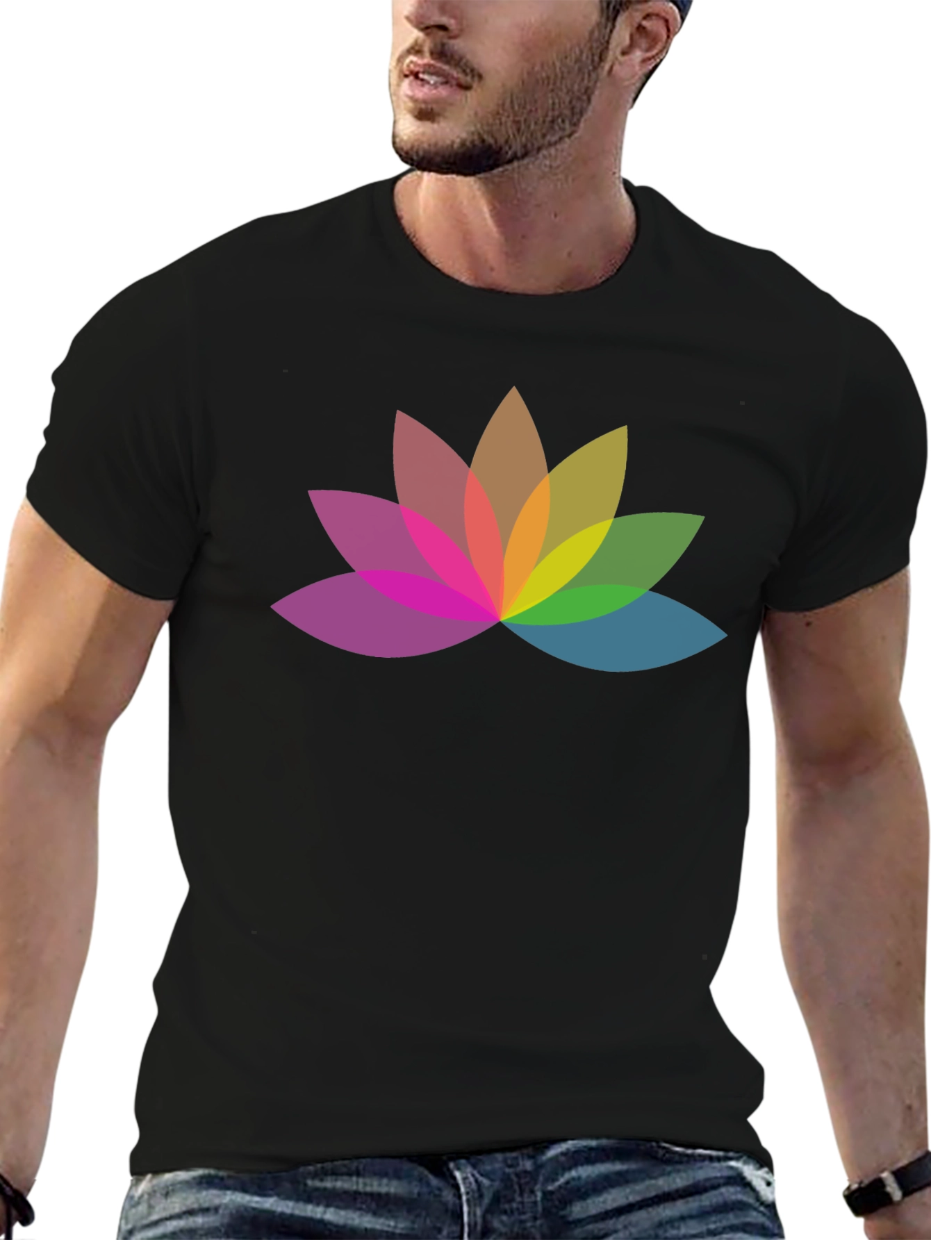 Rainbow Lotus Flower Graphic T-Shirt