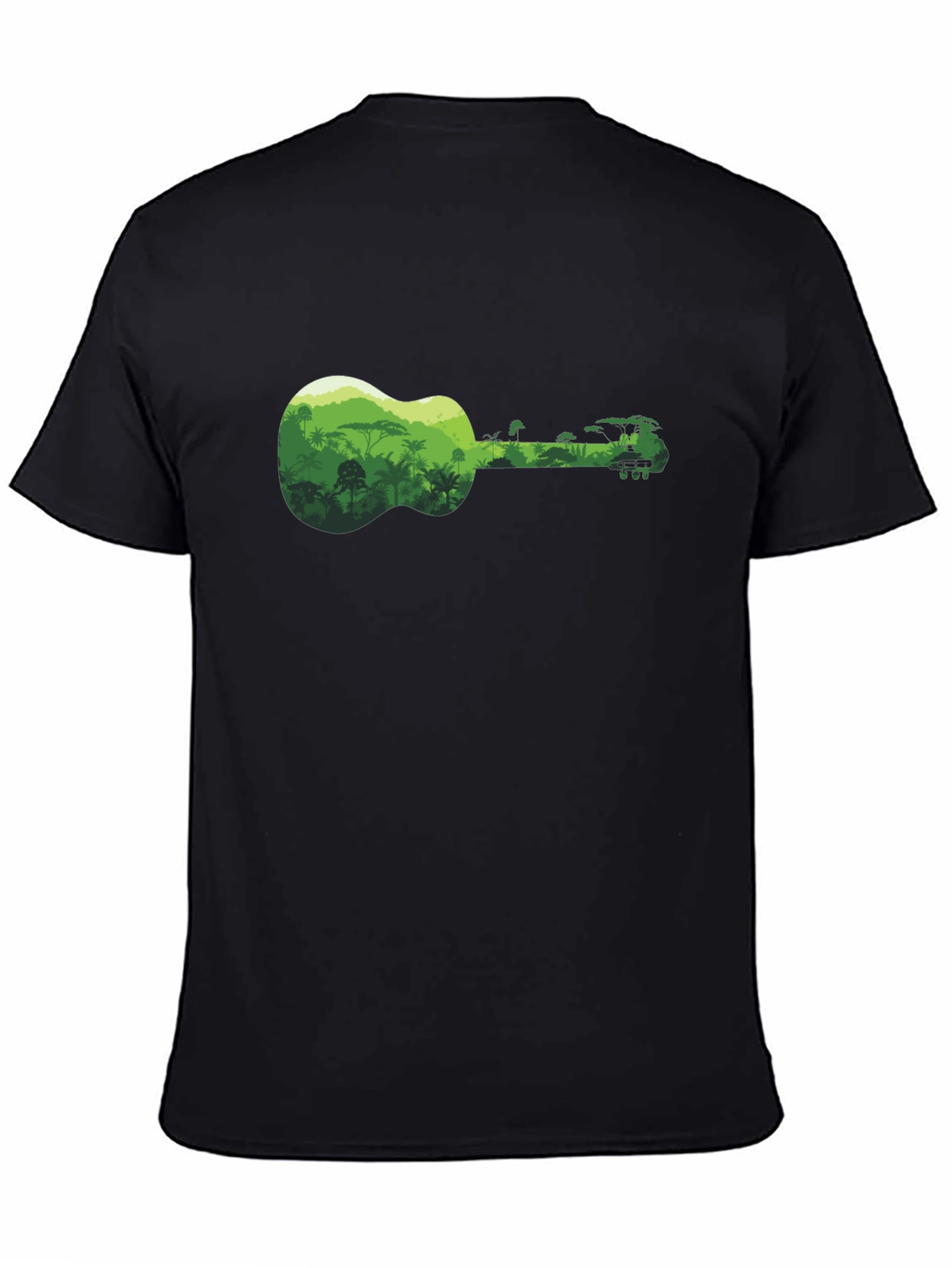 Jungle Ukulele Black T-Shirt - Tropical Vibes