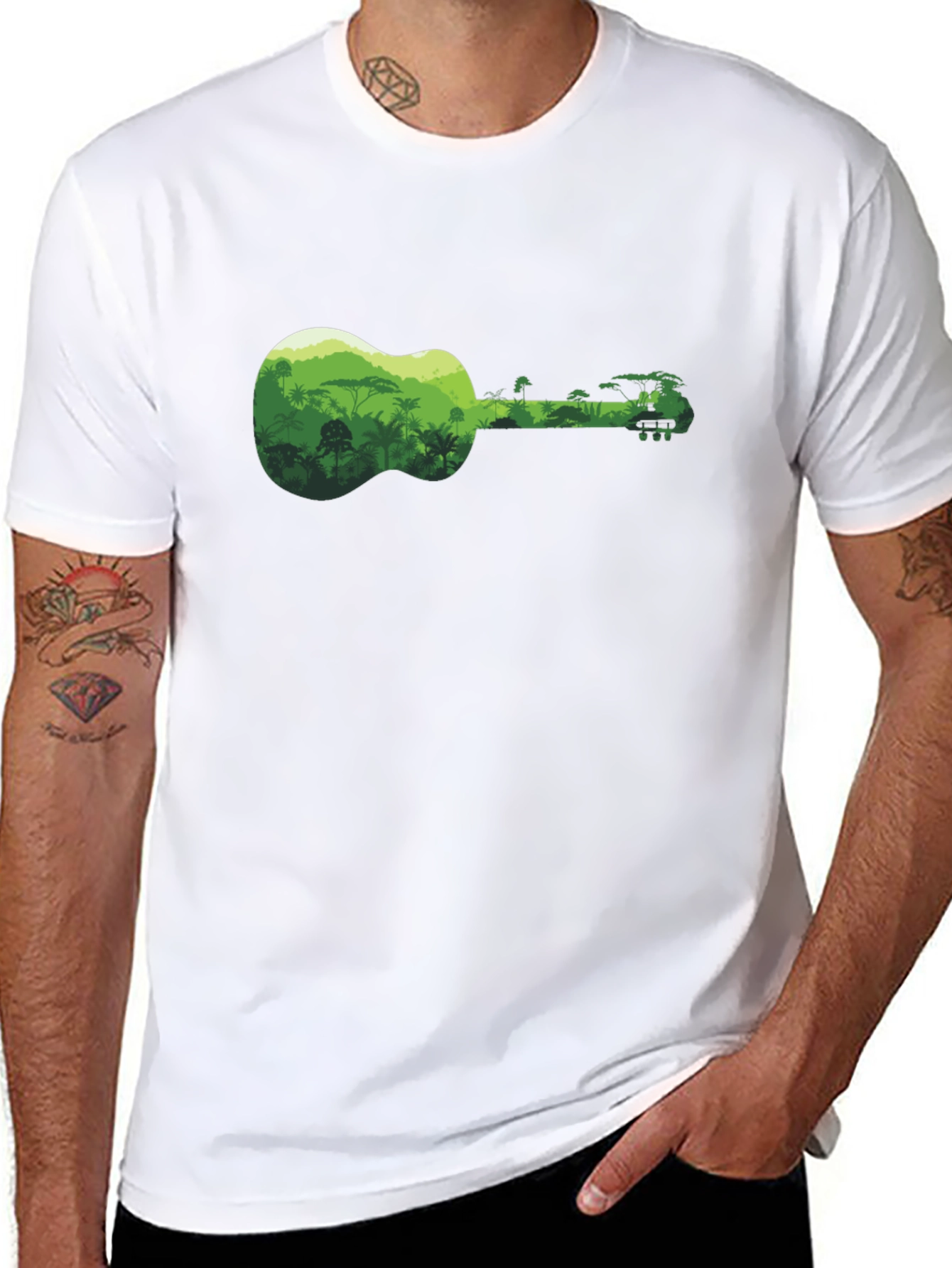 Jungle Ukulele Black T-Shirt - Tropical Vibes