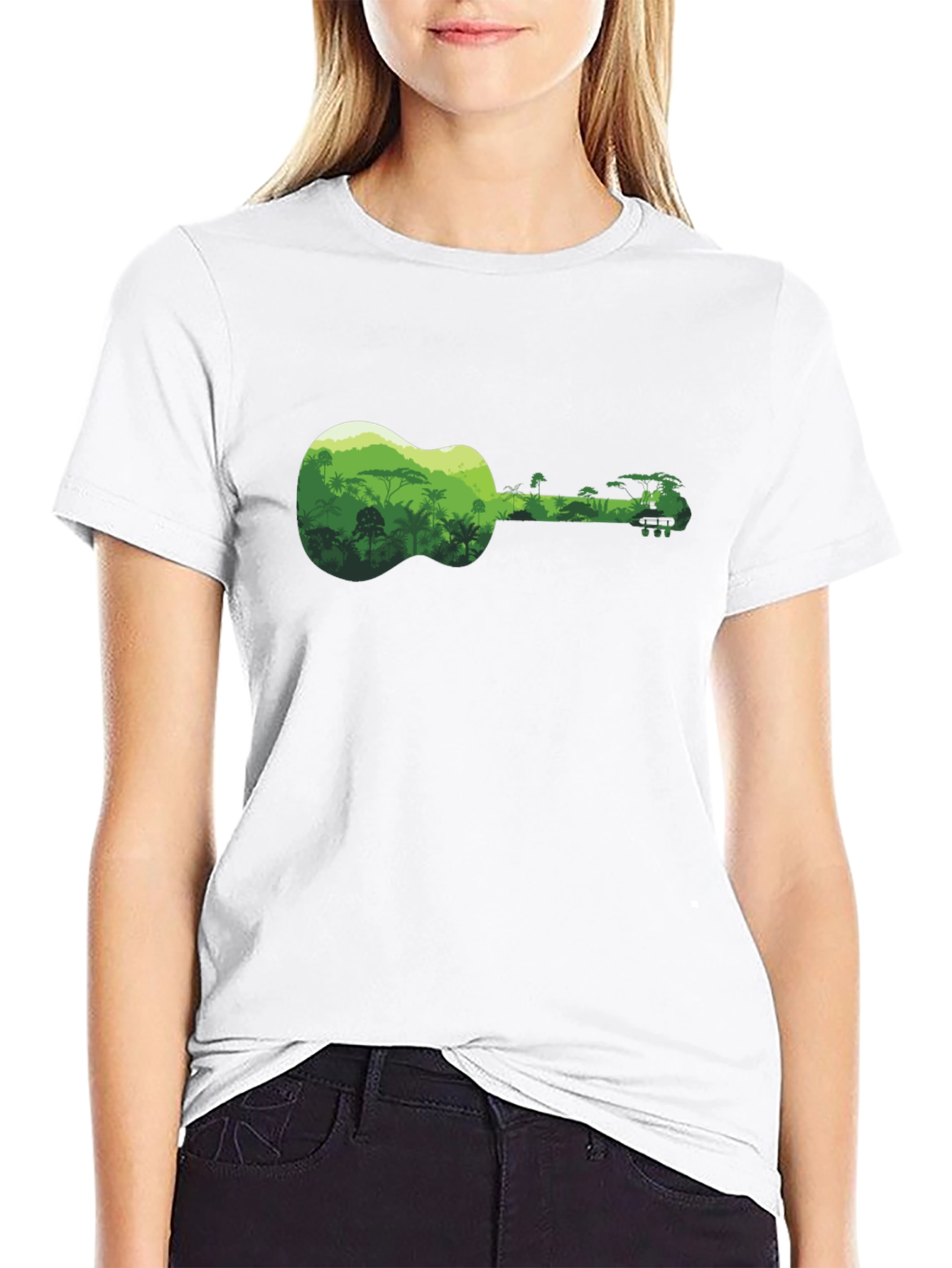 Jungle Ukulele Black T-Shirt - Tropical Vibes
