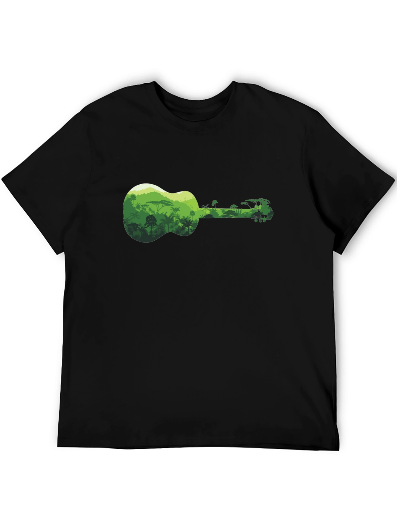 Jungle Ukulele Black T-Shirt - Tropical Vibes