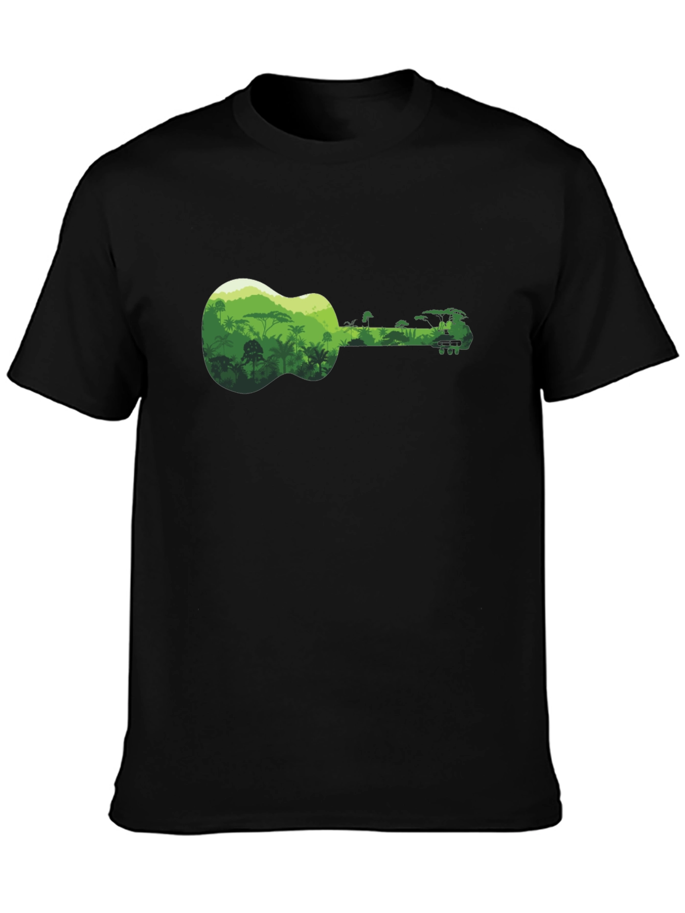 Jungle Ukulele Black T-Shirt - Tropical Vibes