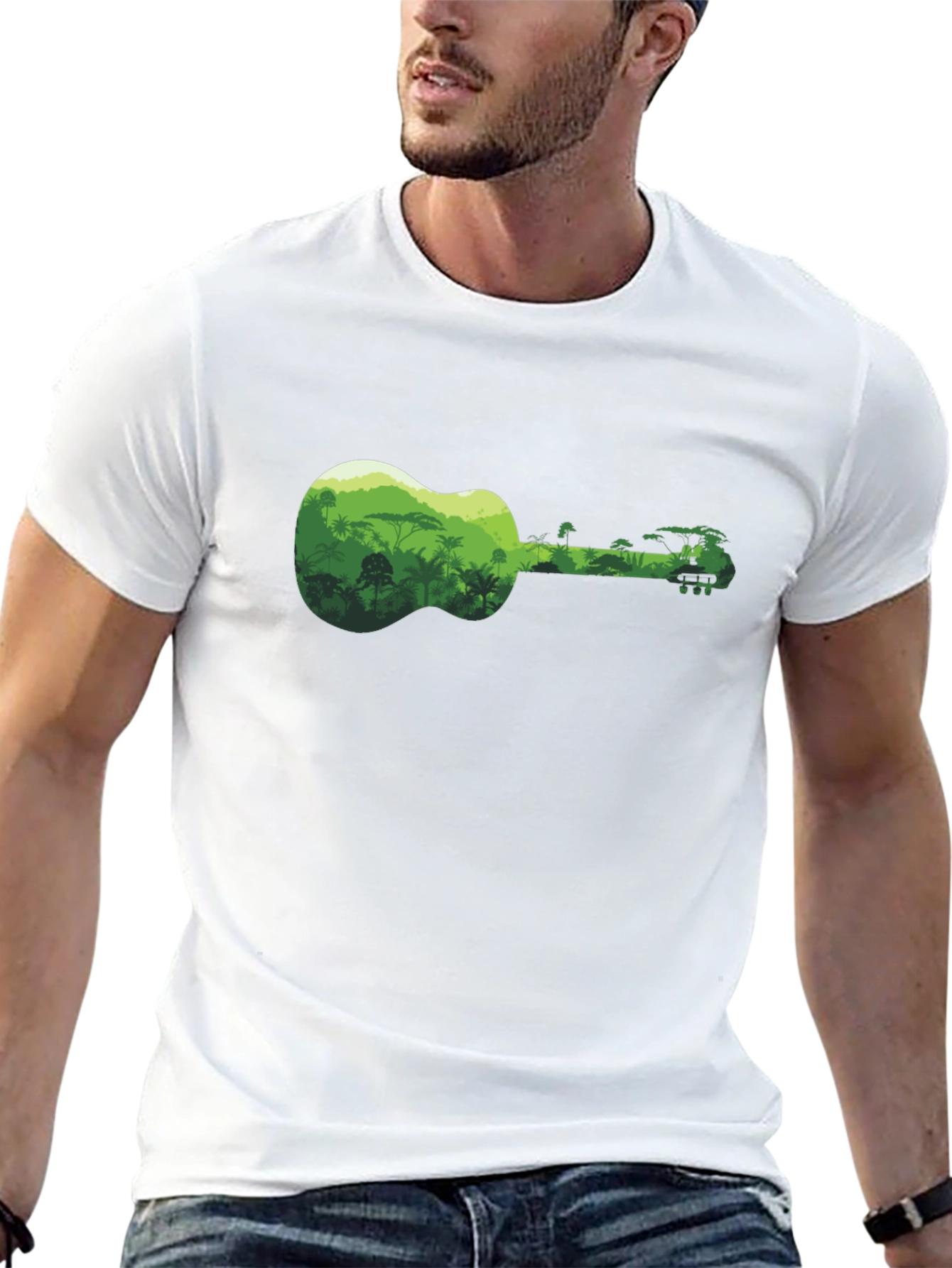 Jungle Ukulele Black T-Shirt - Tropical Vibes