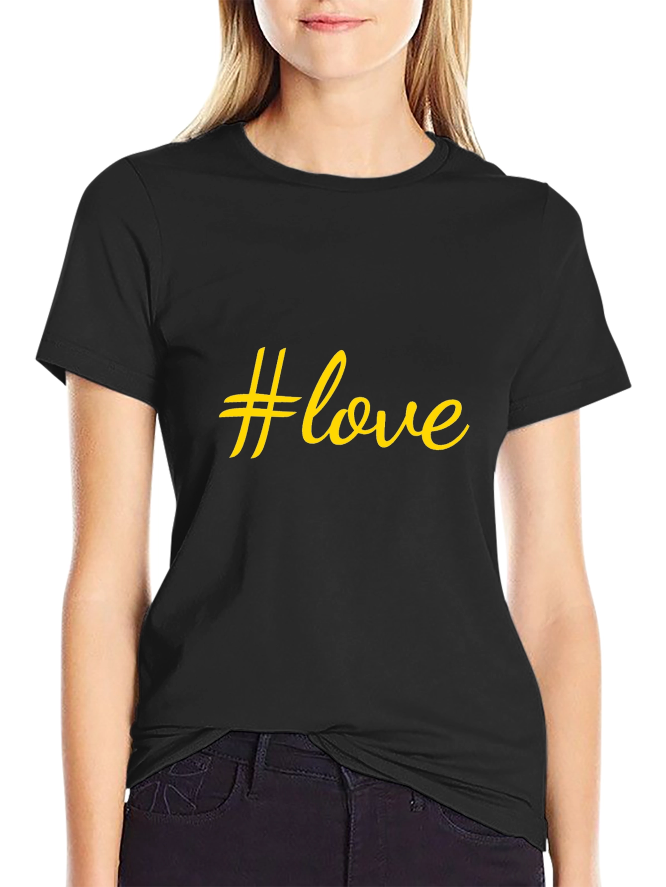 #Love Graphic Black T-Shirt - Stylish Casual Wear