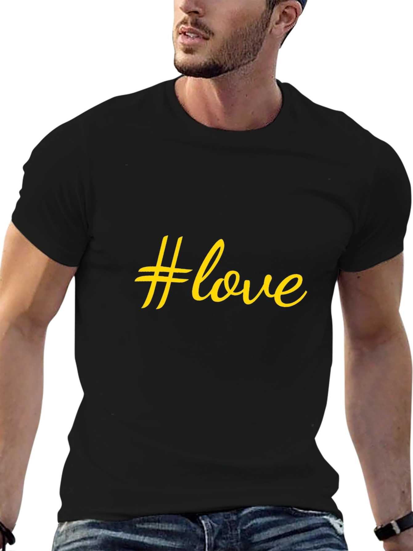 #Love Graphic Black T-Shirt - Stylish Casual Wear