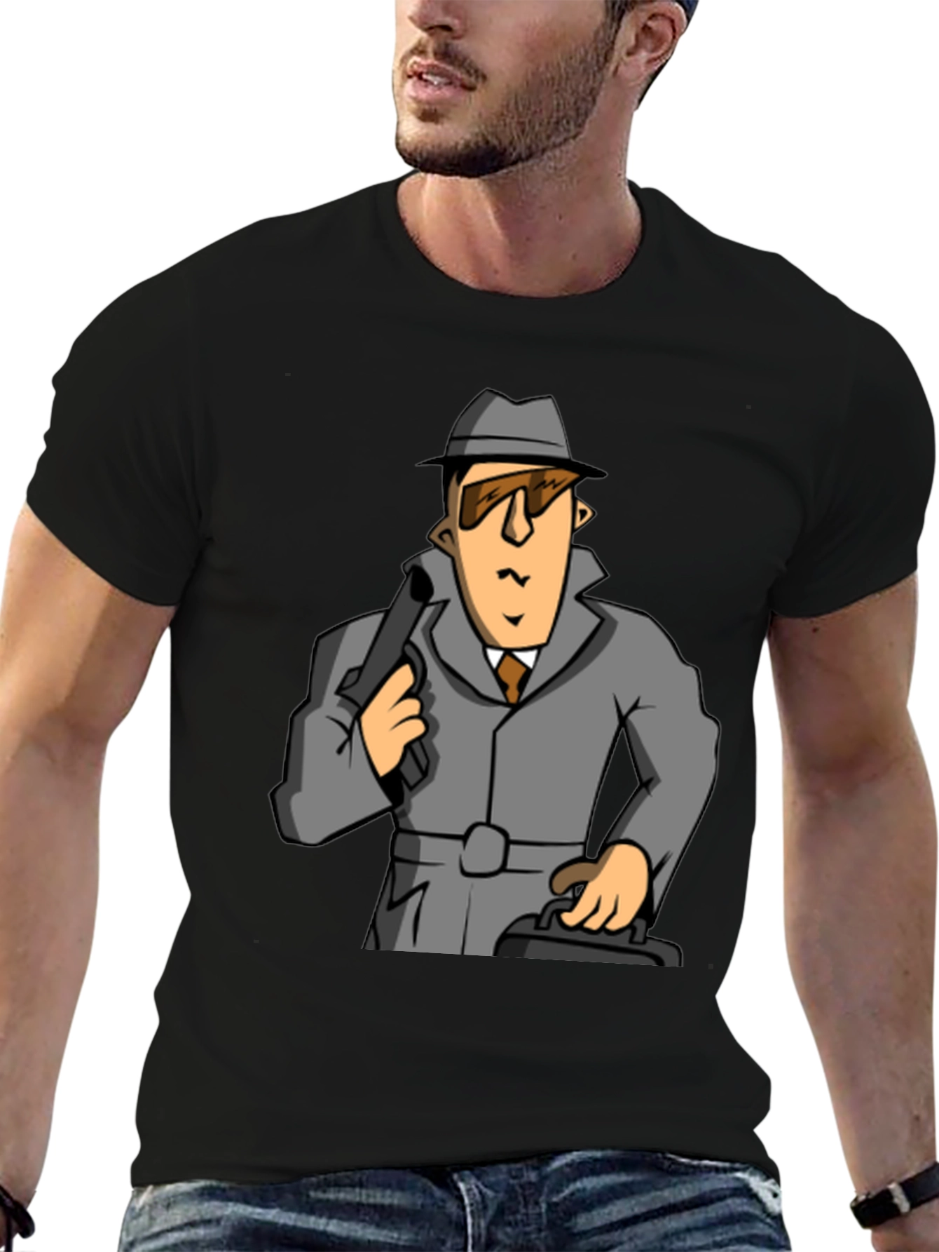 Spy Cartoon Graphic Tee - Classic Black T-Shirt