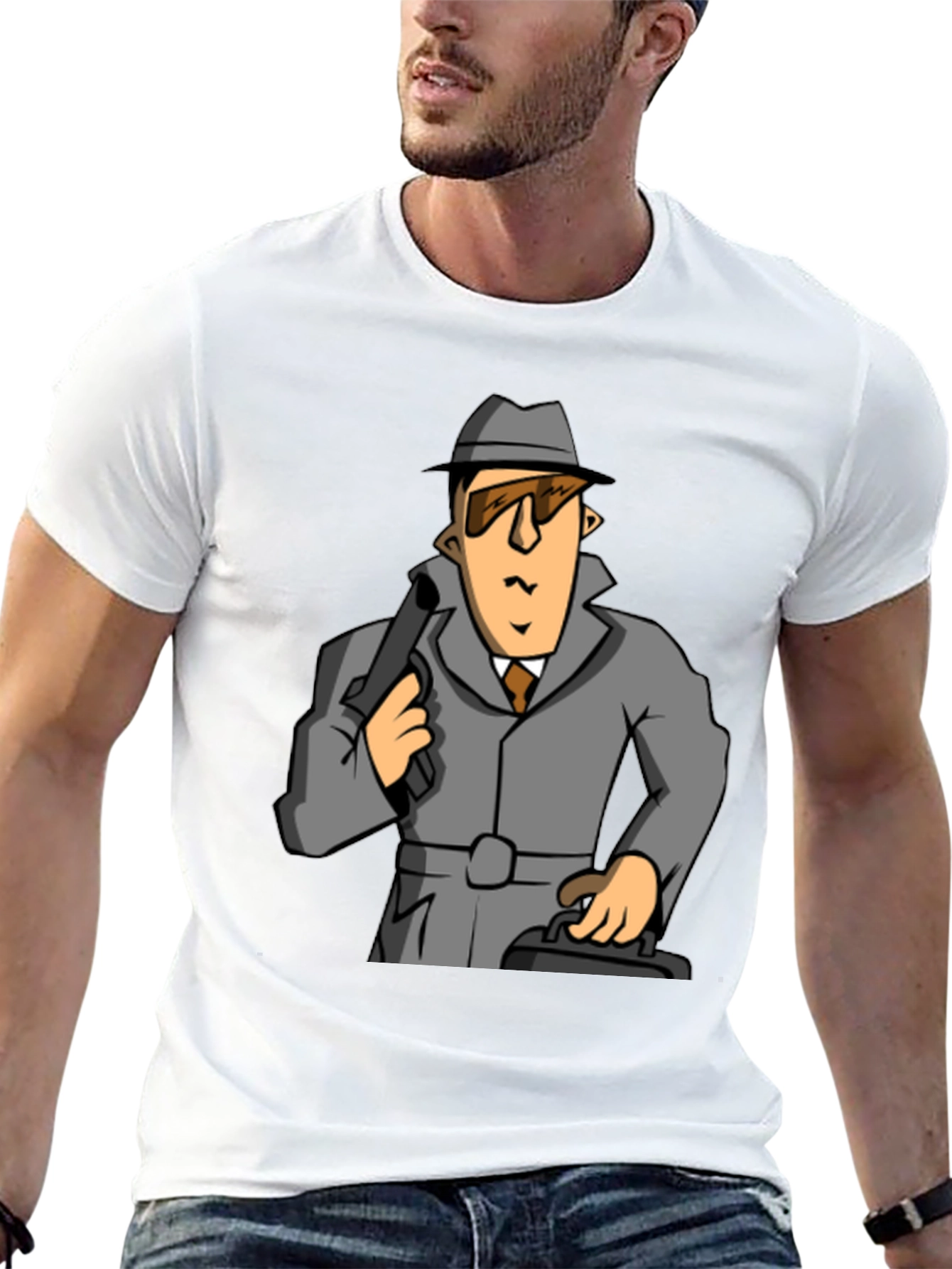 Spy Cartoon Graphic Tee - Classic Black T-Shirt