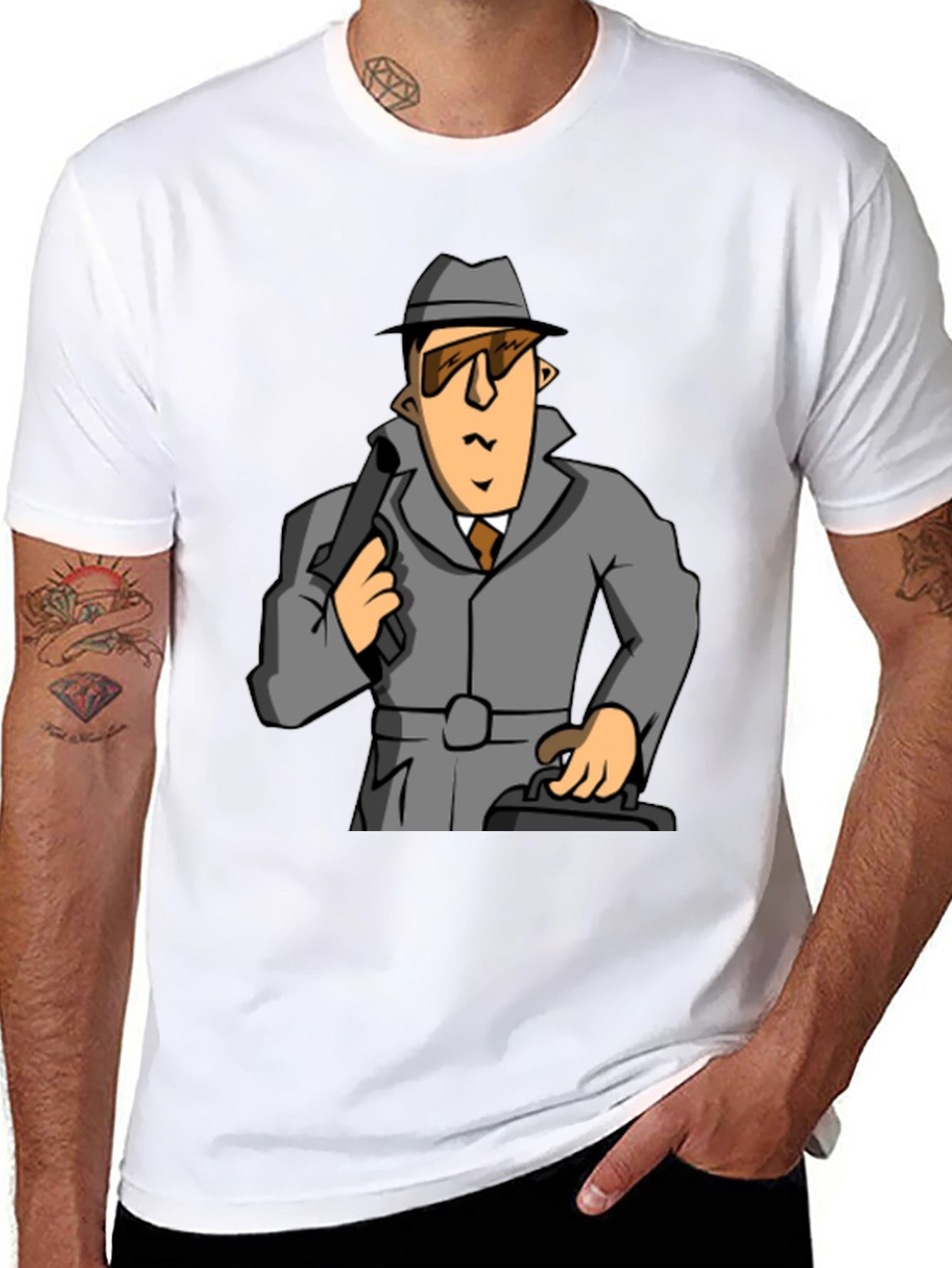 Spy Cartoon Graphic Tee - Classic Black T-Shirt