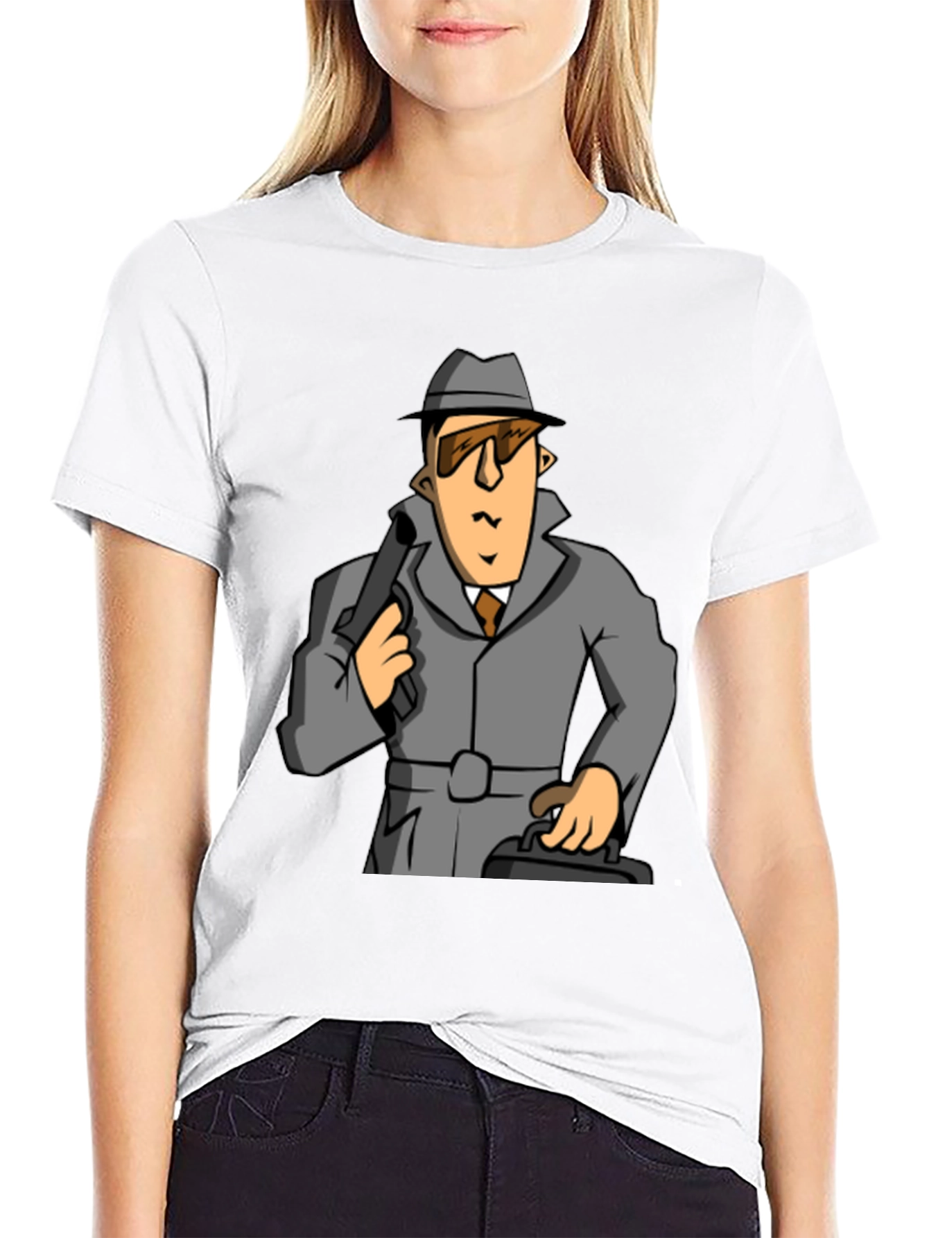 Spy Cartoon Graphic Tee - Classic Black T-Shirt