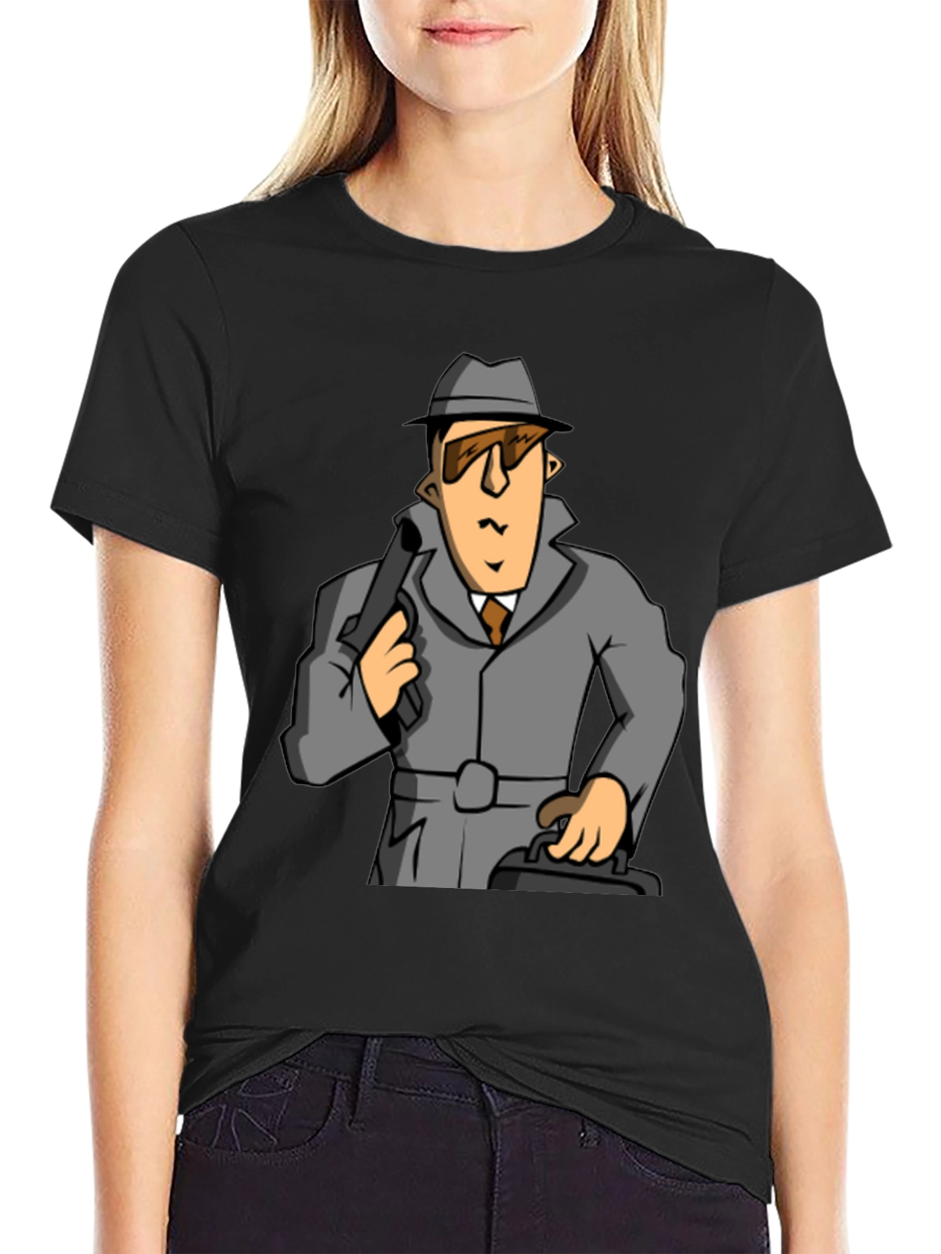 Spy Cartoon Graphic Tee - Classic Black T-Shirt