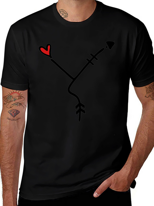 Heart Arrow Graphic Tee - Black Casual Shirt