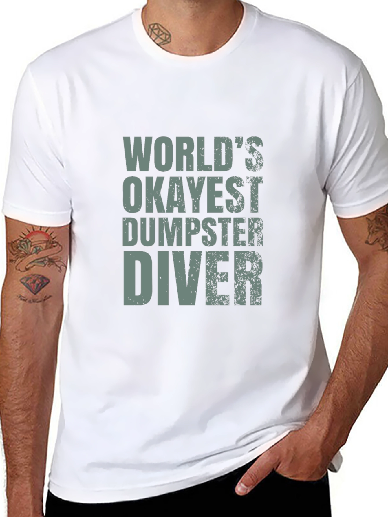 Worlds Okayest Dumpster Diver T-Shirt - Funny Tee