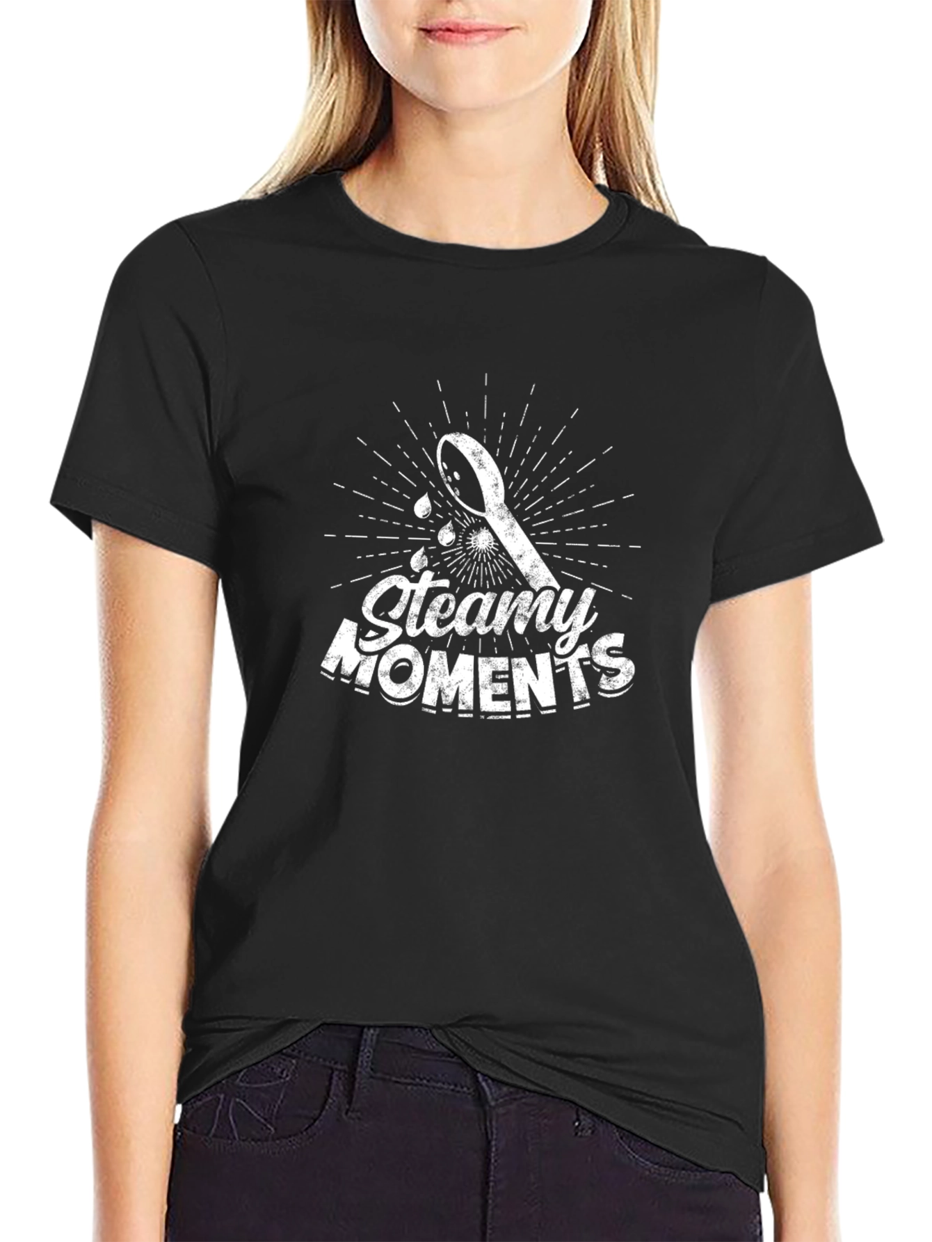 Steamy Moments Graphic Tee - Black Cotton Blend