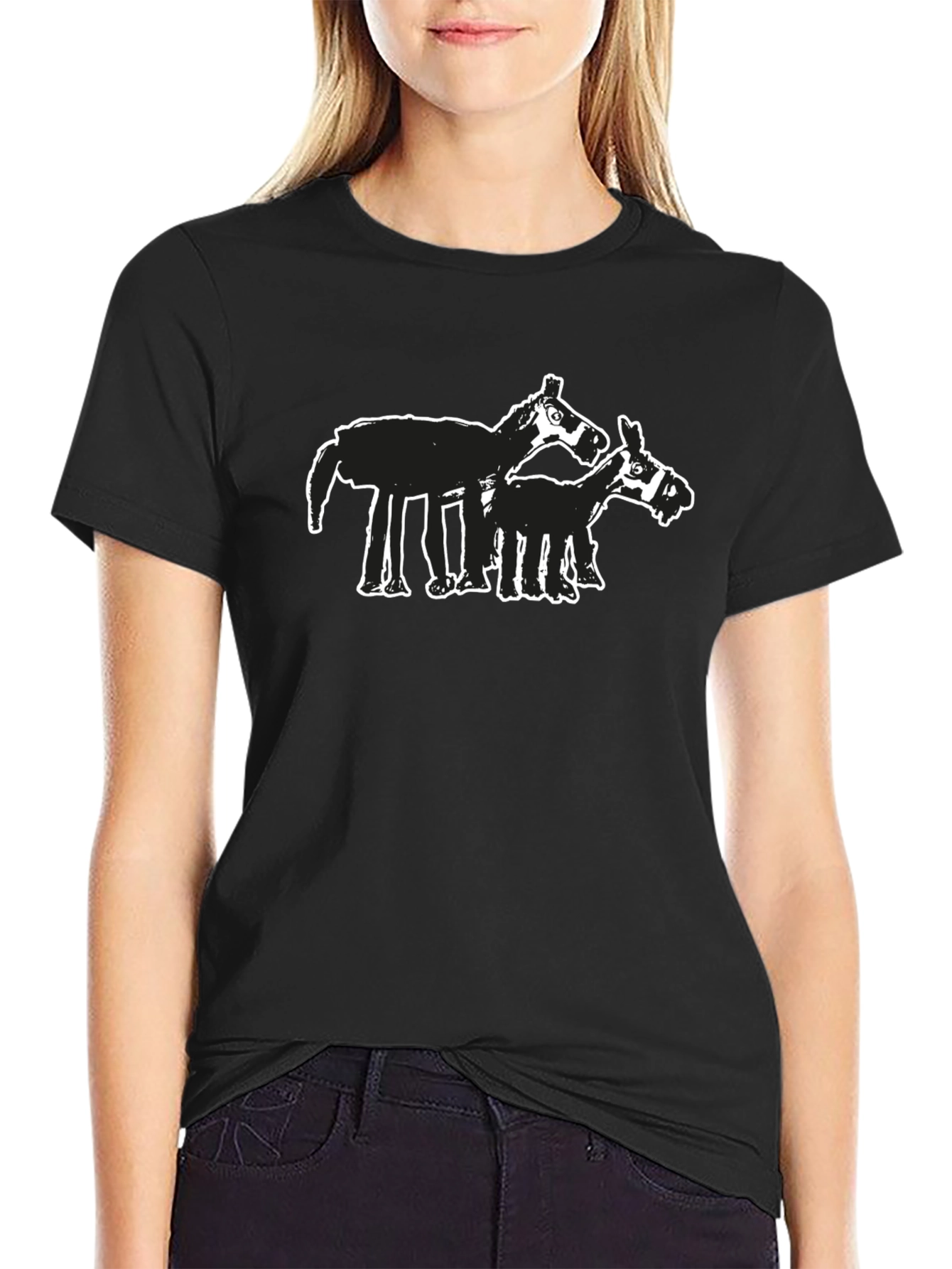 Abstract Horse Graphic Tee - Black