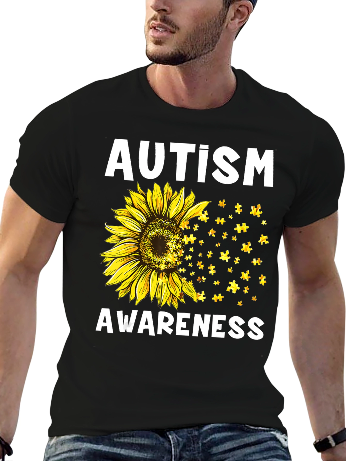 Autism Awareness Sunflower Puzzle T-Shirt