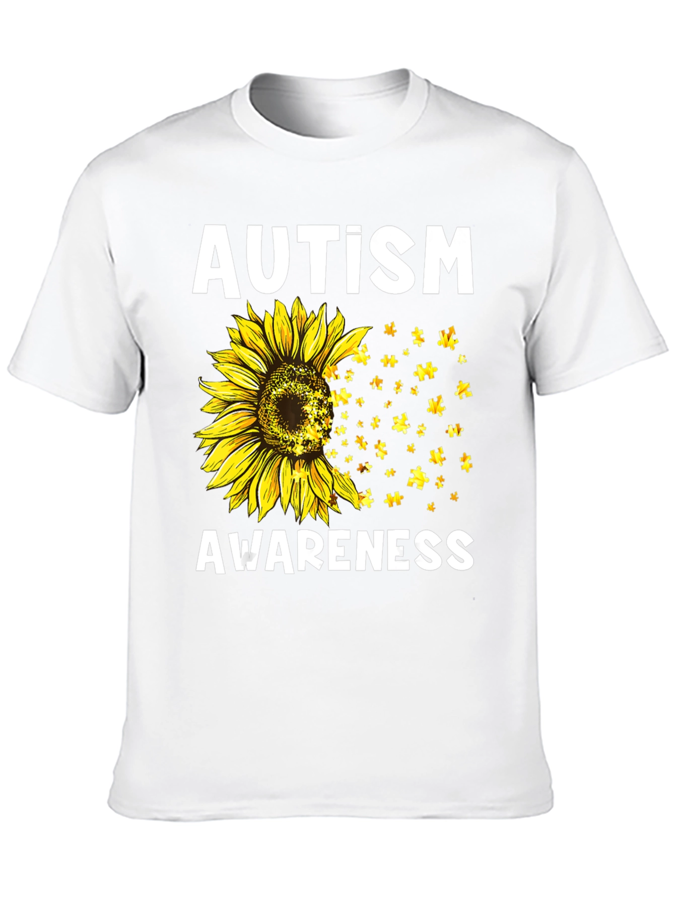 Autism Awareness Sunflower Puzzle T-Shirt