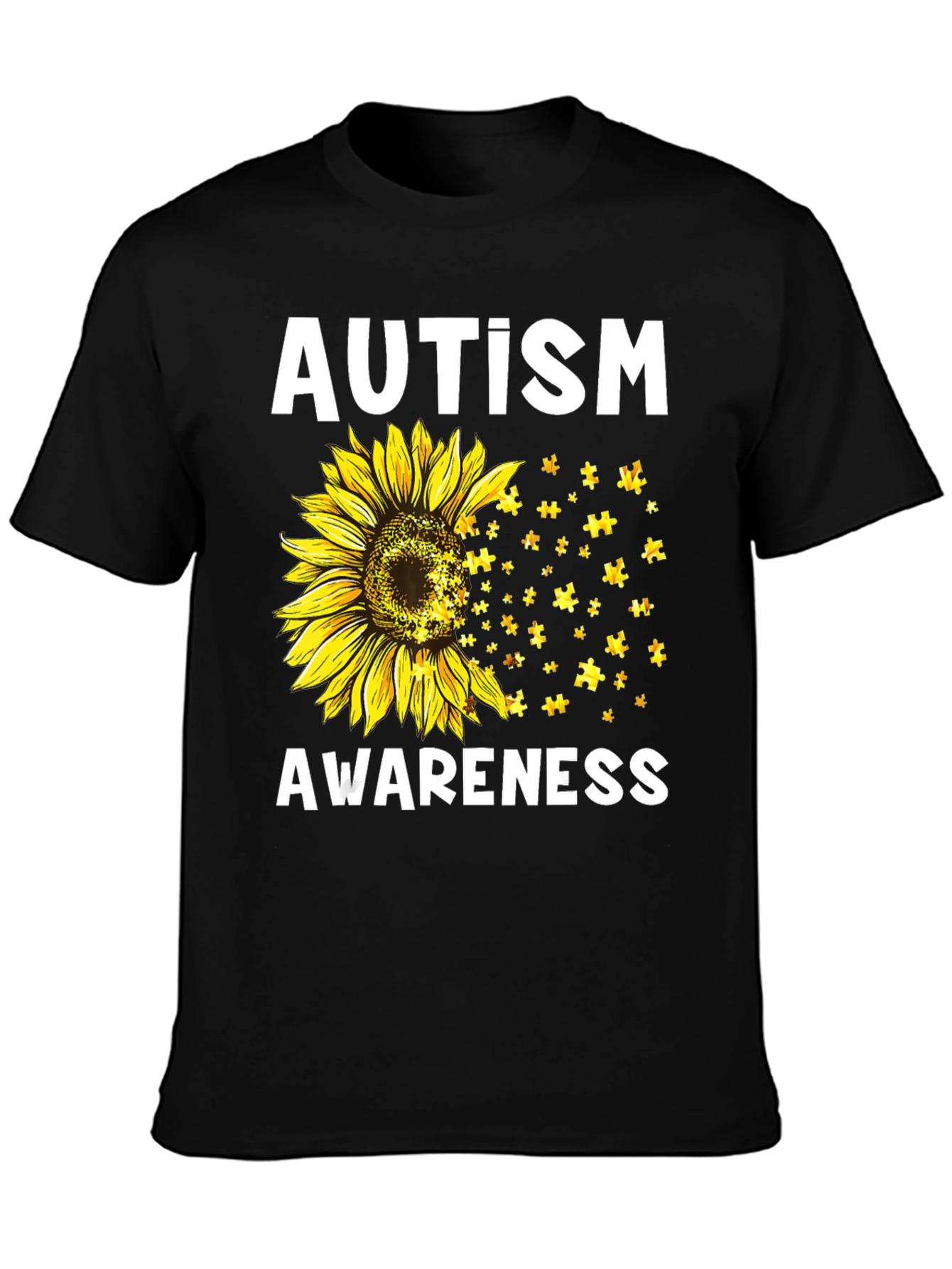 Autism Awareness Sunflower Puzzle T-Shirt