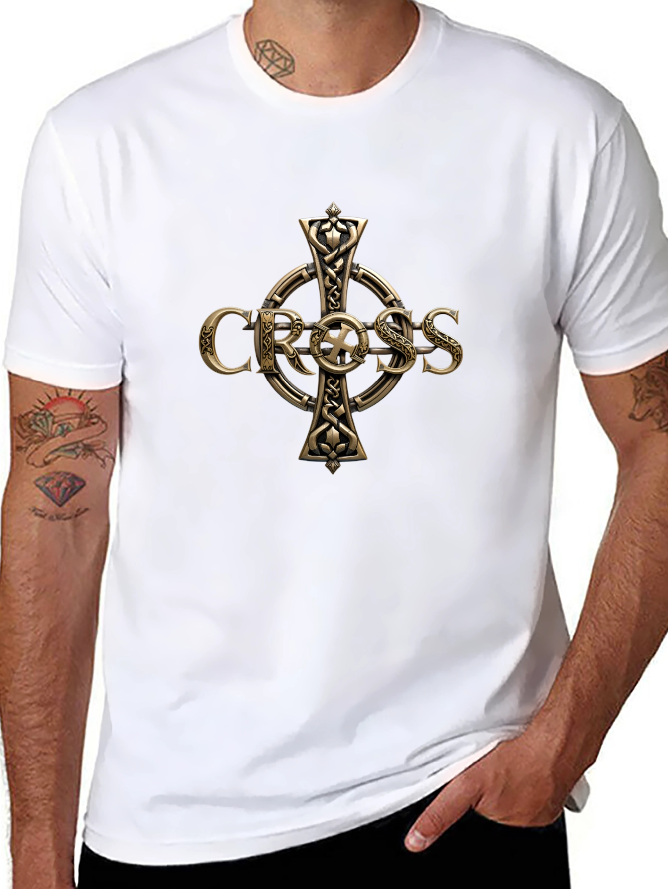 Celtic Cross Graphic T-Shirt - Premium Cotton Blend