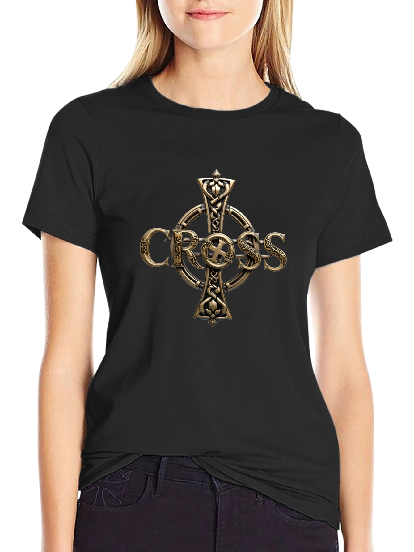 Celtic Cross Graphic T-Shirt - Premium Cotton Blend