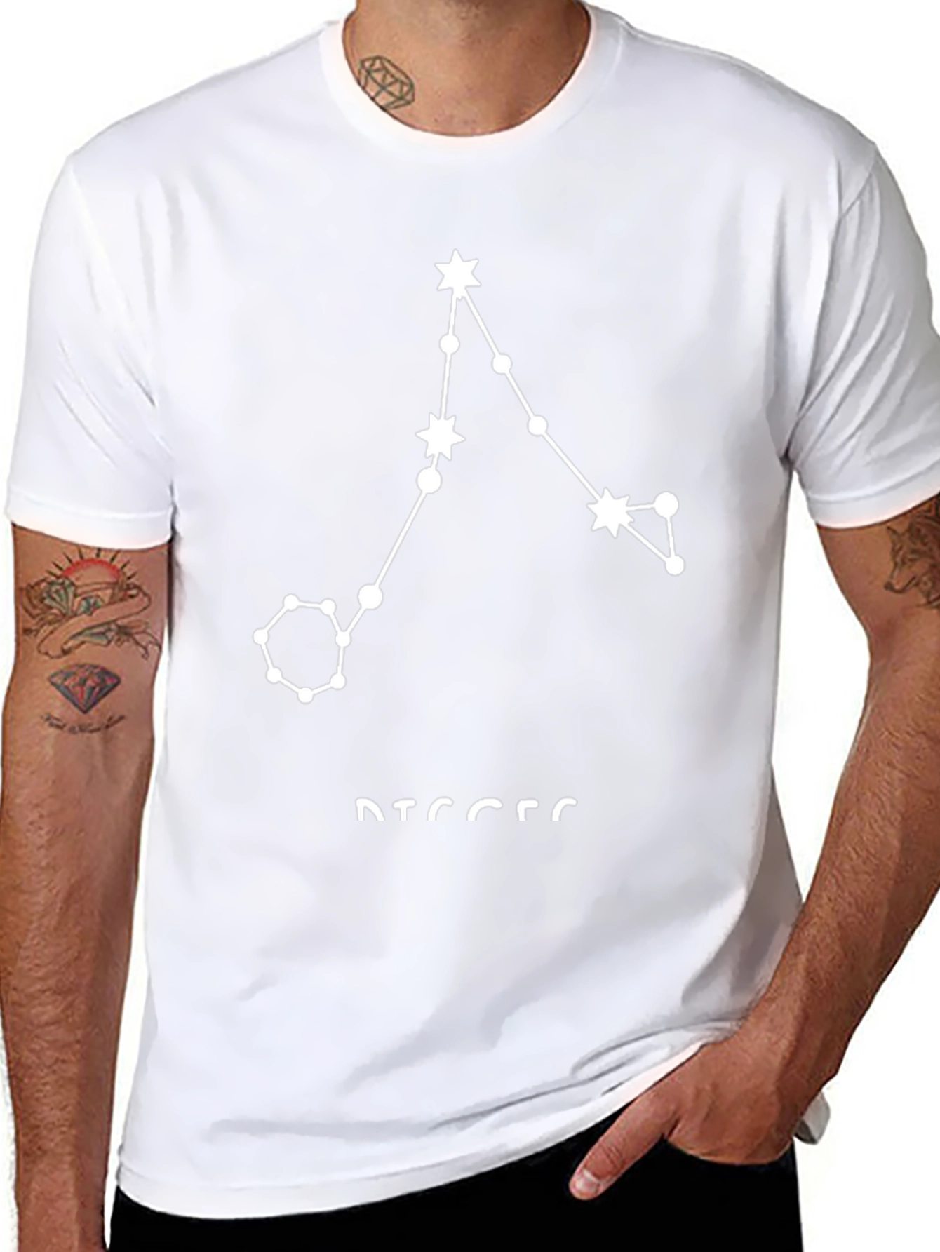 Pisces Constellation Graphic Tee - Black