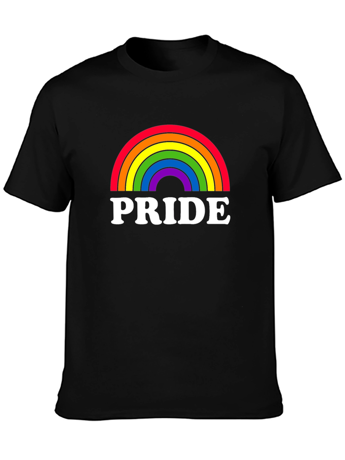 Pride Rainbow Graphic Tee - Black Cotton LGBT Shirt