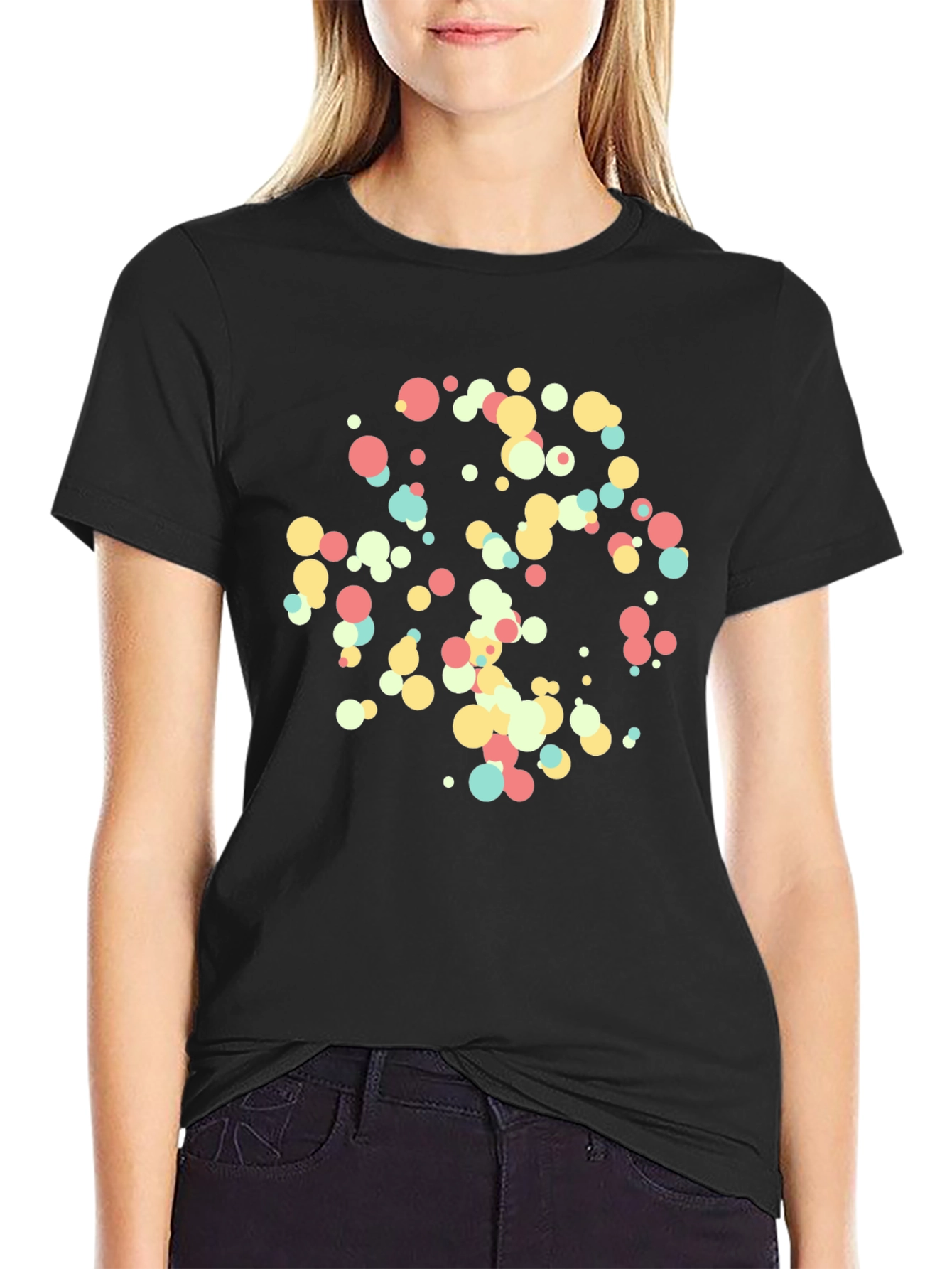 Abstract Circle Pattern Black T-Shirt