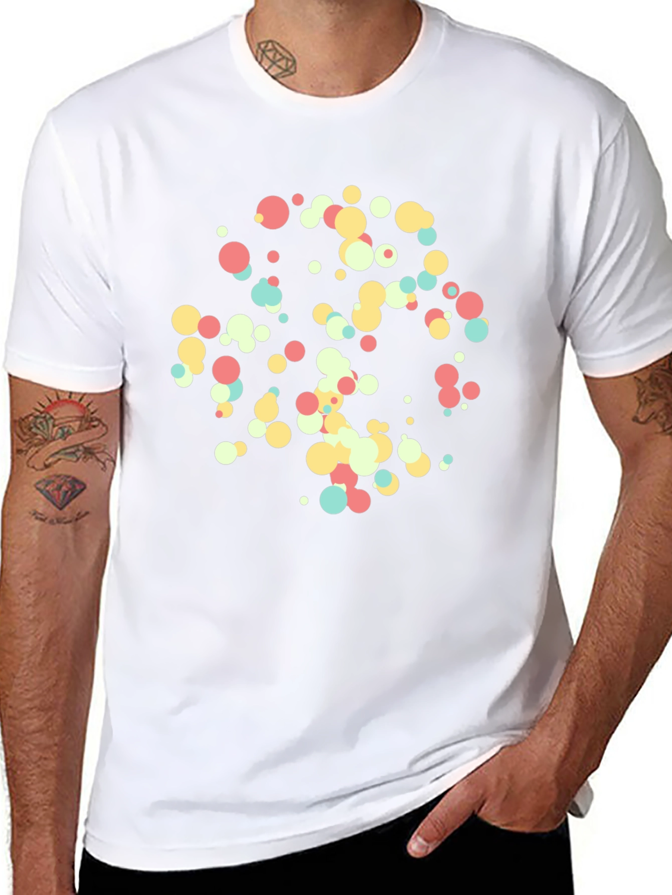 Abstract Circle Pattern Black T-Shirt