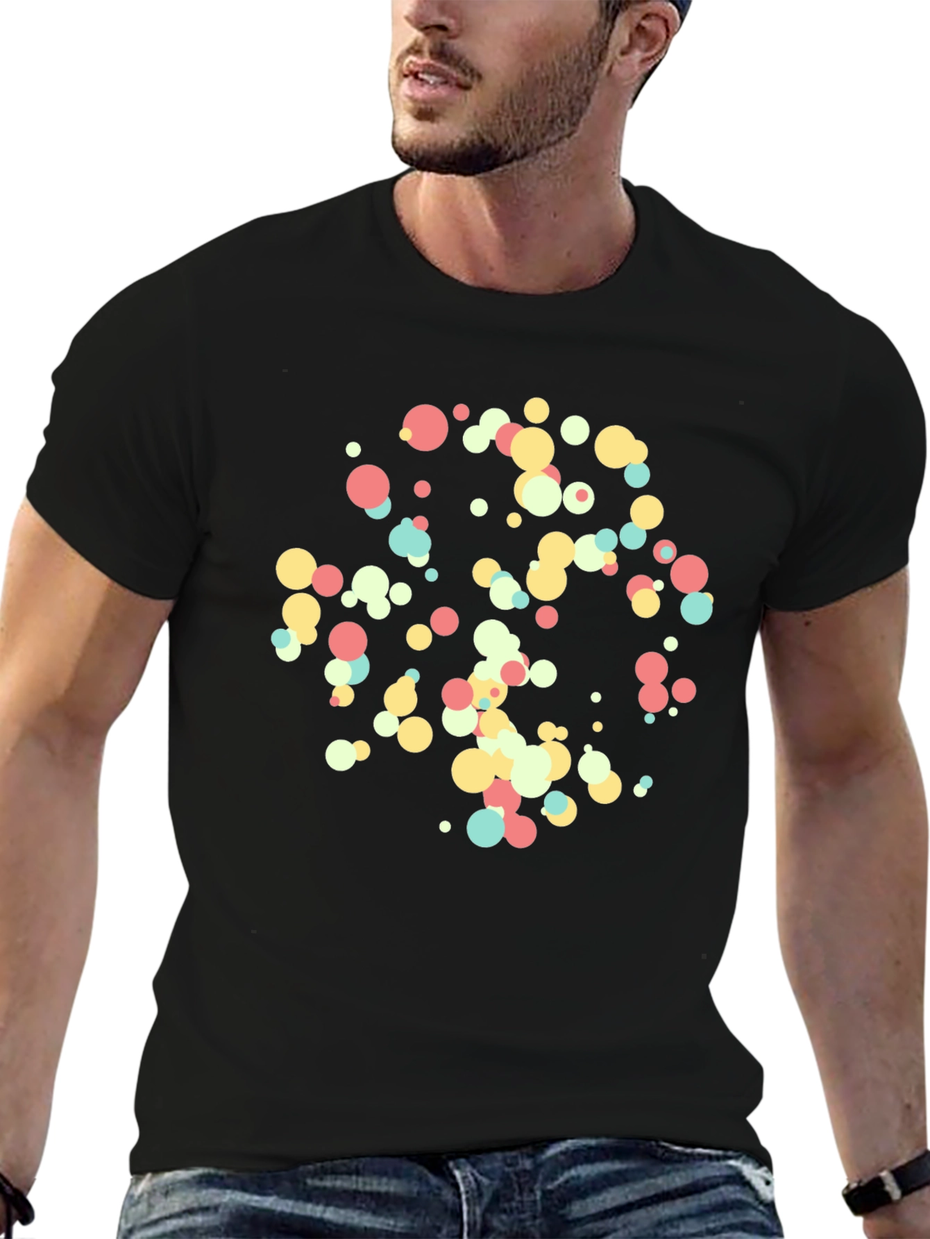 Abstract Circle Pattern Black T-Shirt
