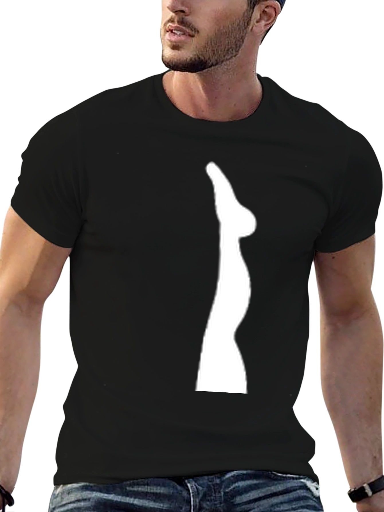 Mens Black T-Shirt with Leg Graphic