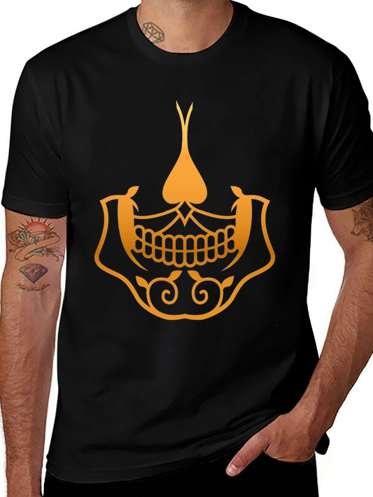Golden Skull Spade Graphic Tee - Stylish Black T-Shirt